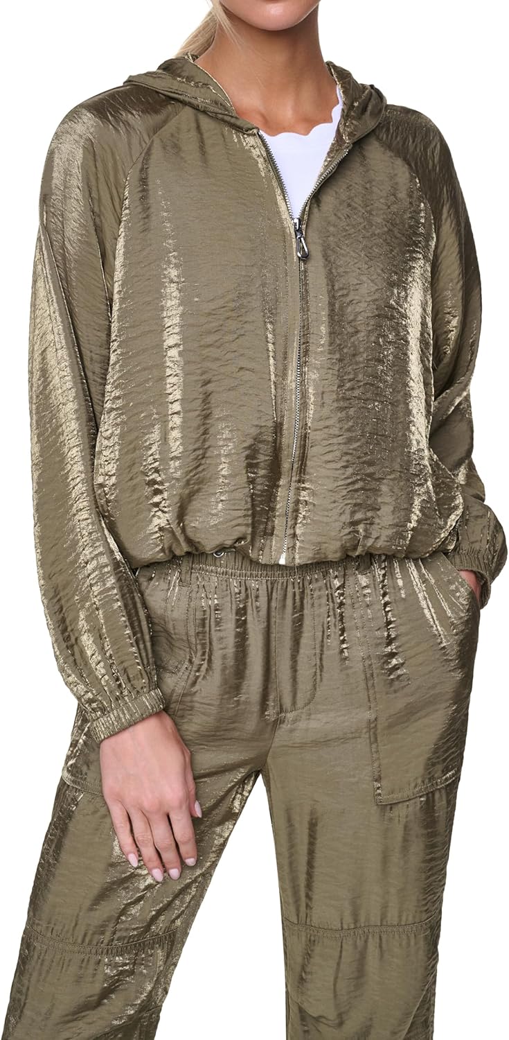 Nautica Women's Solid Zipper Long Sleeve Hoodie Sweatshirt