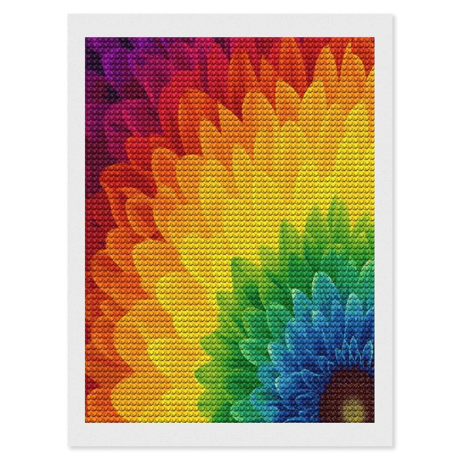 JTREHY Sunflower Rainbow Diamond Art Kits Personalized DIY Round Diamond Painting Kits for Beginner Full Drill Diamonds Dots Paintings for Adults Gem Art Crafts Home Decor