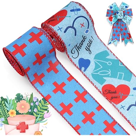 Threetols 10Yards Wired Edge Nurse Ribbon