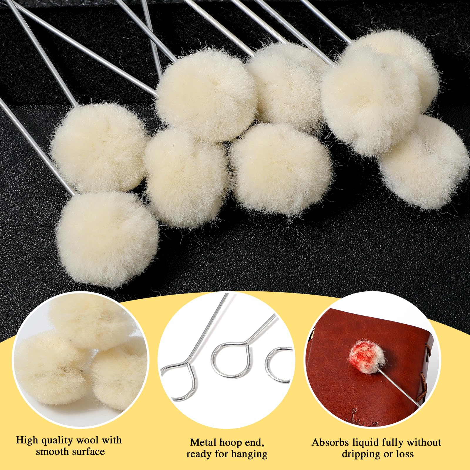 HURRISE Cuir Teinture Daubers 50 Pcs Laine Daubers Boule Outil De Teinture Du Cuir, DIY Teinture