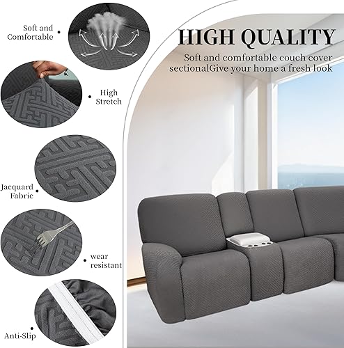 Miniatura 6 de Fundas de sofá reclinable seccional 100% impermeables para sofá reclinable en forma de L, funda de sofá modular de esquina en forma de L, fundas