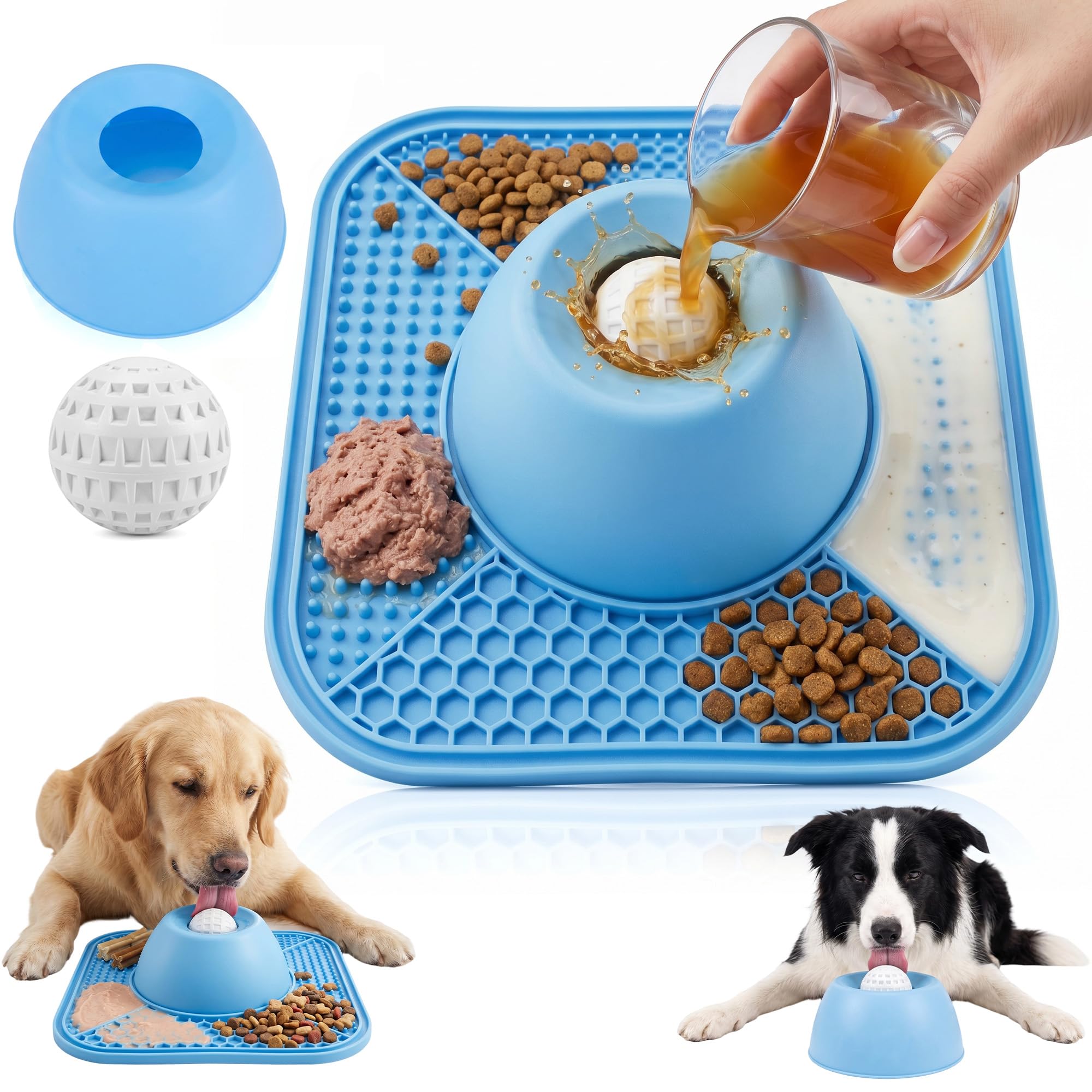 Non-Slip Dog Licking Bowl with Ball for Slow Feeding, Spill-Proof