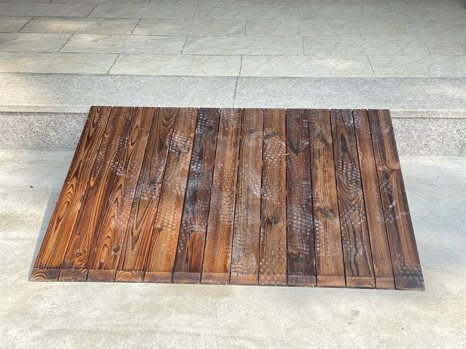 Rampa de madera resistente de la rampa del umbral de madera Rampas de madera antideslizante para pasos de la puerta Accesorio portátil de la silla de ruedas interior Uso al aire libre 35x28x7 pulgadas