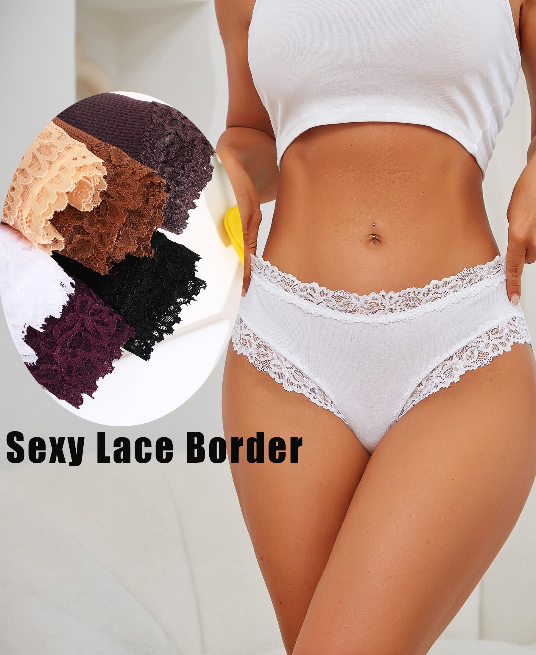 ALL OF SHE 6-pak bawełnianej bielizny damskiej brazylijskie majtki koronkowe majtki damskie seksowne hipsterskie cheeky kobiety bielizna wielopak S-XL