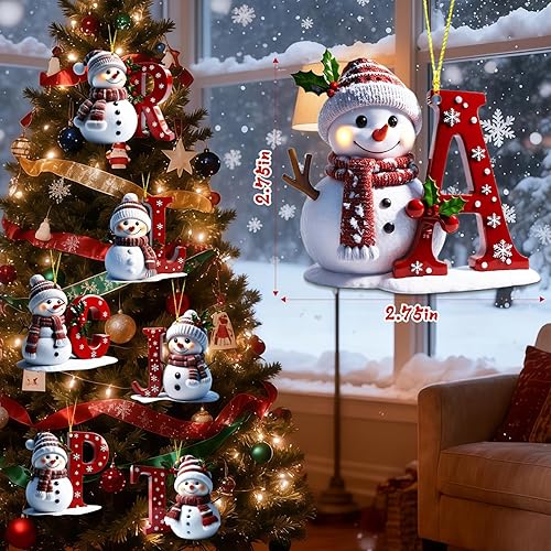 Miniatura 2 de Adornos de Navidad de muñeco de nieve, lindo árbol de Navidad decoración con letra de árbol de Navidad, colgante personalizado para colgar en