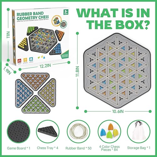 Miniatura 5 de Juego de ajedrez de triángulo de cadena, juegos de mesa de estrategia para niños de 6 a 8 a 12 años, juegos de mesa de ajedrez para adultos, juegos