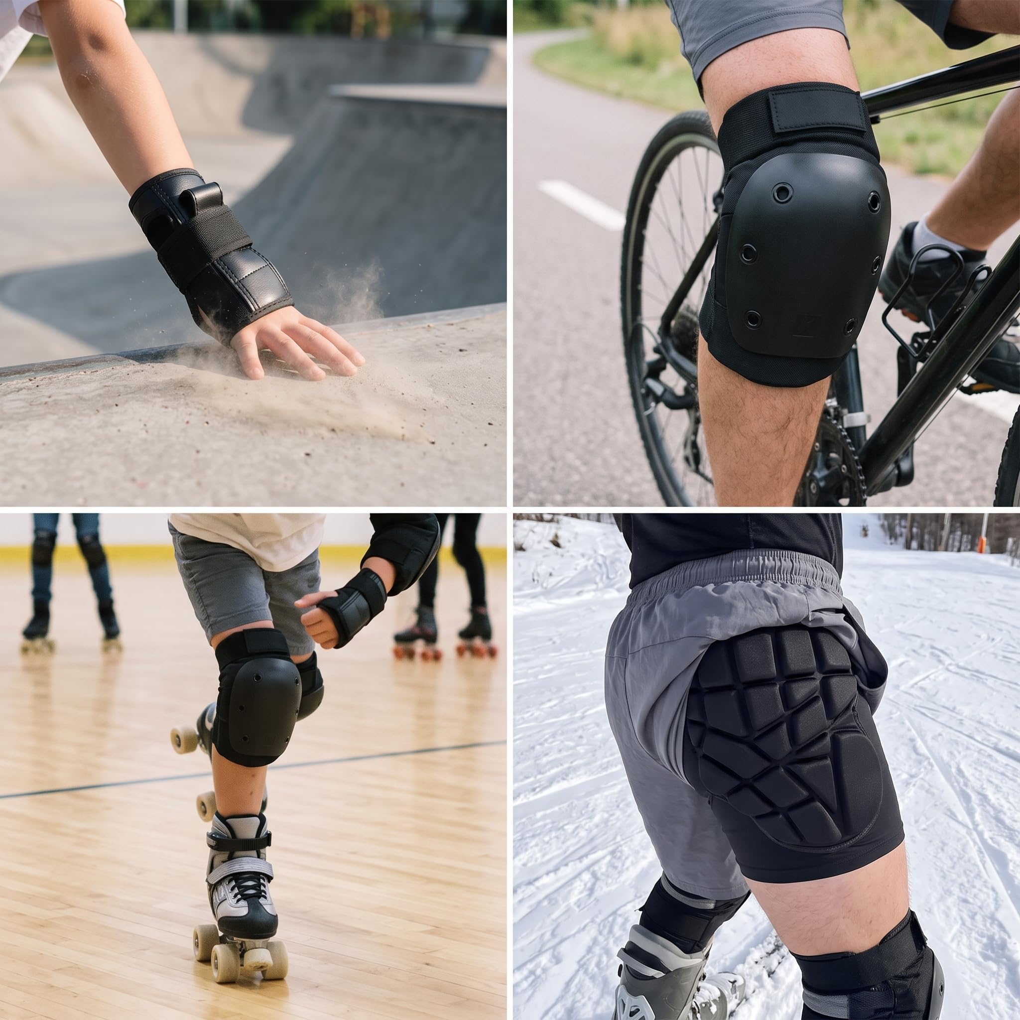 Set 7 Pezzi Protezioni per Pattini a Rotelle, Skateboard e Ciclismo, Ginocchiere, per l'allenamento