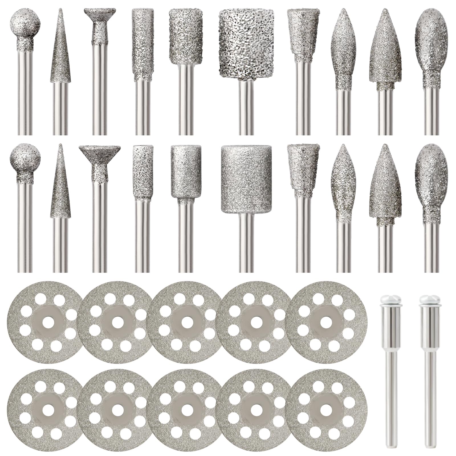 32Pcs 60Grit Diamond Burr Bits for Dremel Bits 1/8" Shank Cutting Wheel — Amazon image 9