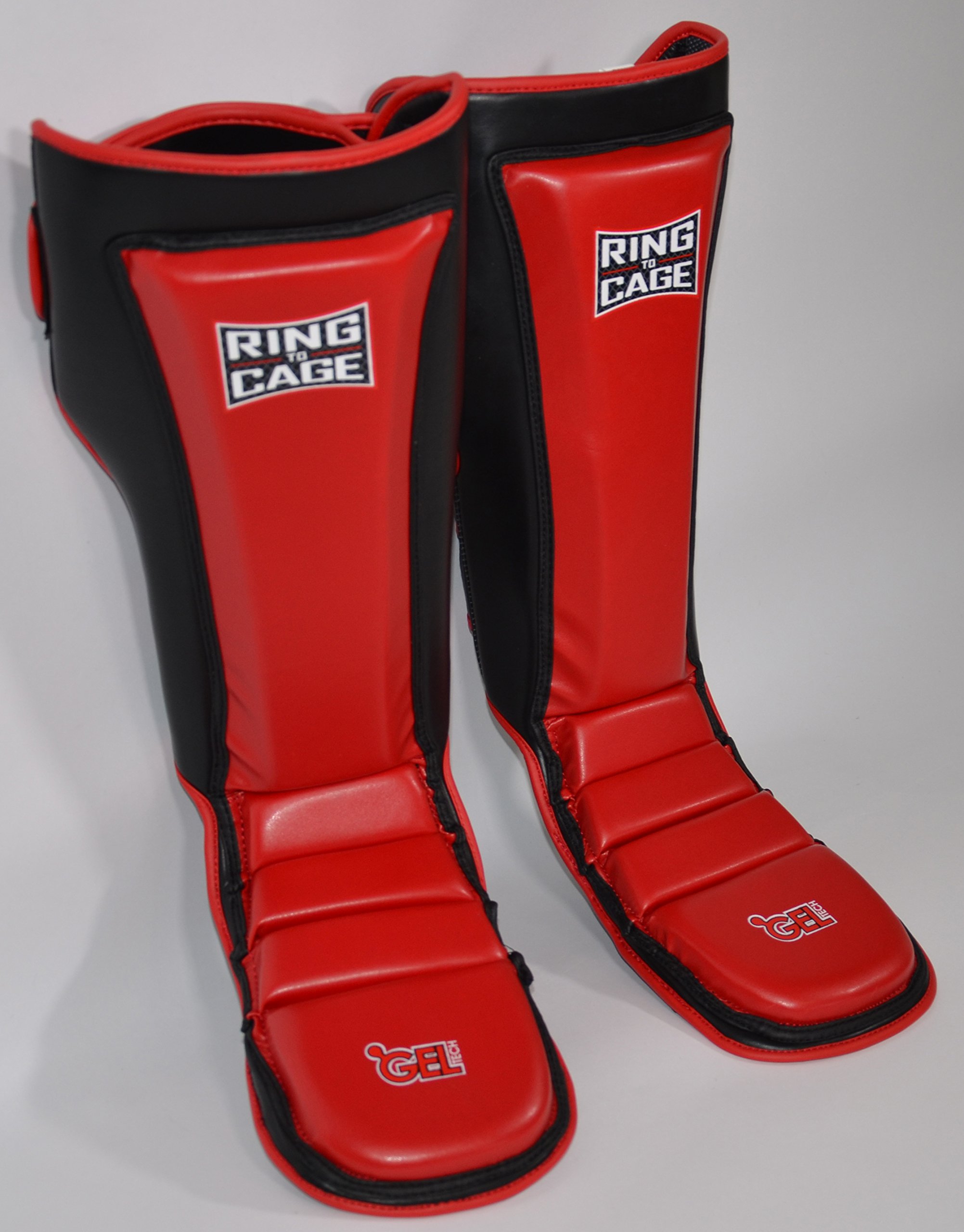 Ultima GelTech MMA Muay Thai Grappling Shin Instep Shin Guards (Red, Medium)