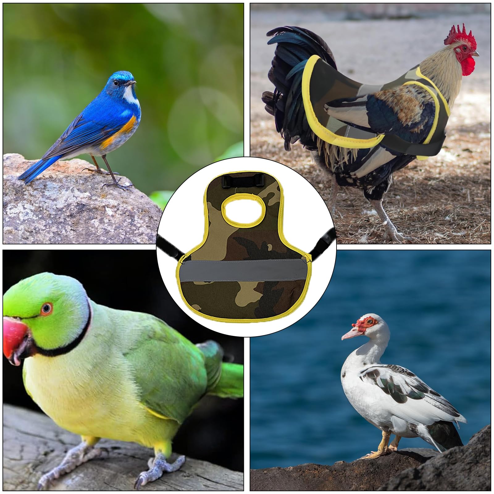 Giocattoli Pollo Sella pet Giubbotto Riflettente, Vestiti di Gilet Riflettente per Animali Domestici, Regolabili, Grembiule da sella Galline, Cinghie Elastich Gallina Costume (mimetico)