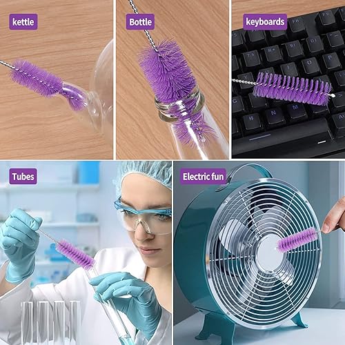 Vista 60 de CiaraQ Cepillos de limpieza de botellas, juego de cepillos de tubo de nailon de 8 pulgadas, limpiador para botellas de cuello estrecho, tazas