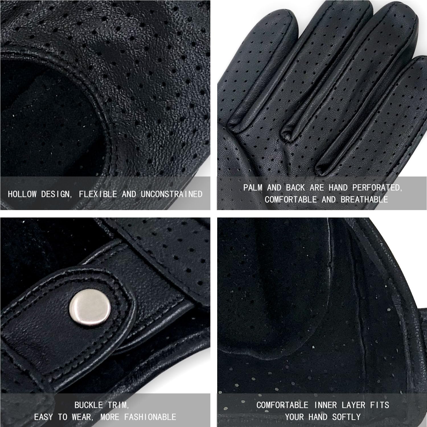 Gants de conduite en cuir sans doublure pour femme – Peau d'agneau italien douce et fine