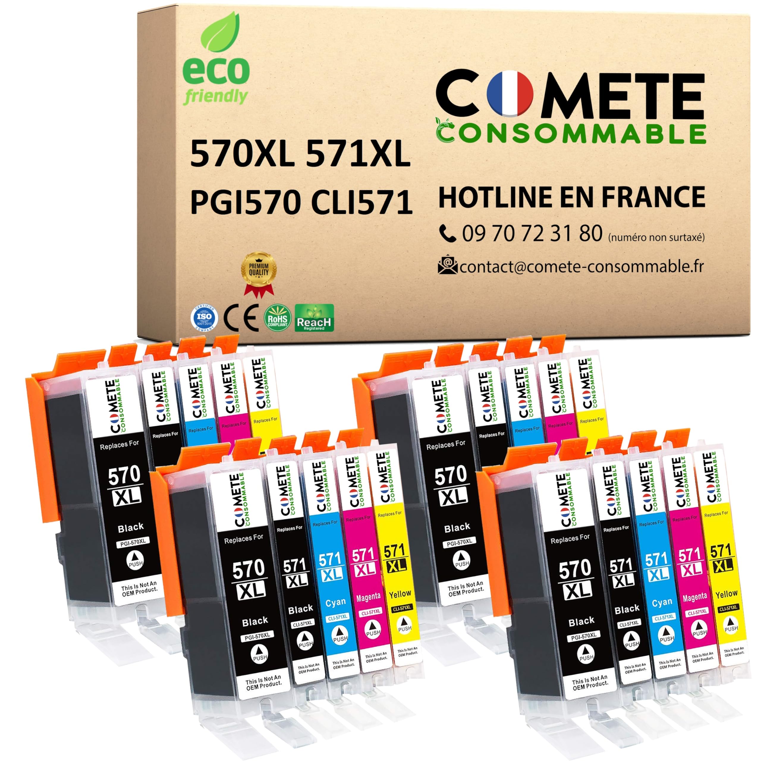 Cartouches D'encre Compatibles Pour Canon PGI-570 CLI-571 - Version XL Haute Capacité | Marque Tcsink