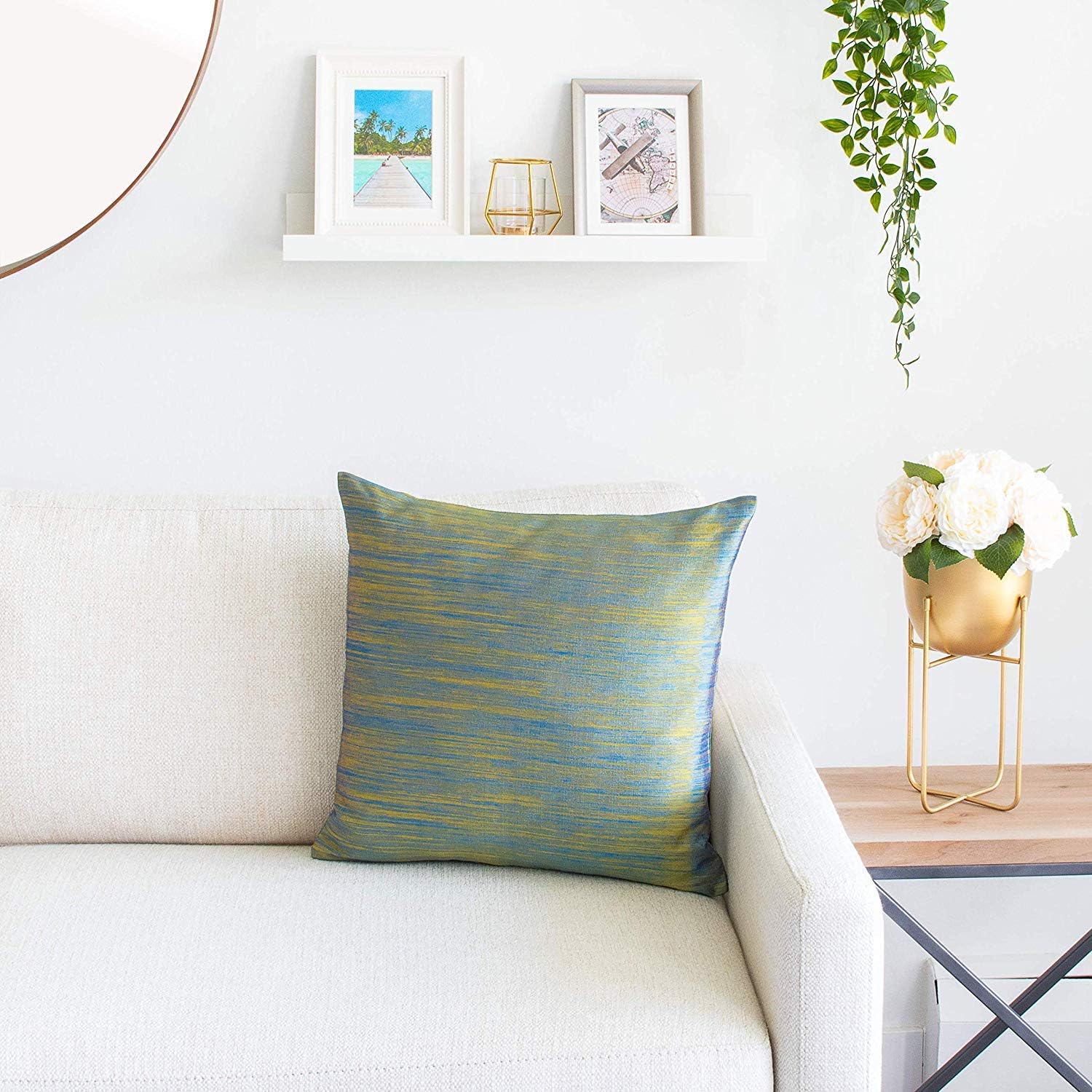 The White Petals Light Green Euro Pillow Covers for Sofa, Couch & Bed (26x26 inch, Pack of 2)