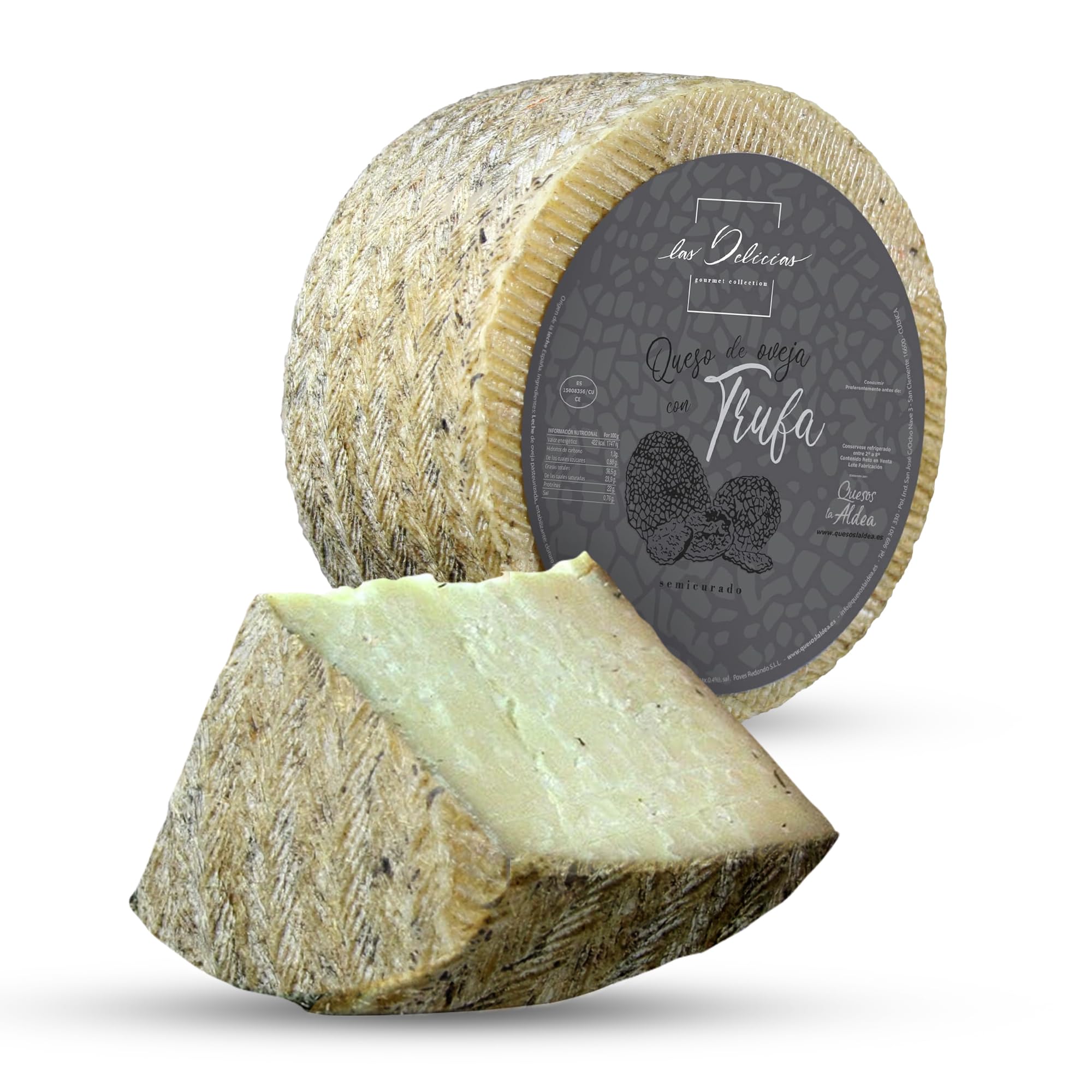Fromage LA ALDEA Artisanal | Fromage de Brebis Mi-Affiné à la Truffe 0,75 kg | Affiné 3 Mois, Lait de Brebis | Fromage Gourmand, Coffret Cadeau de Fromages Gourmands, Panier Gourmand