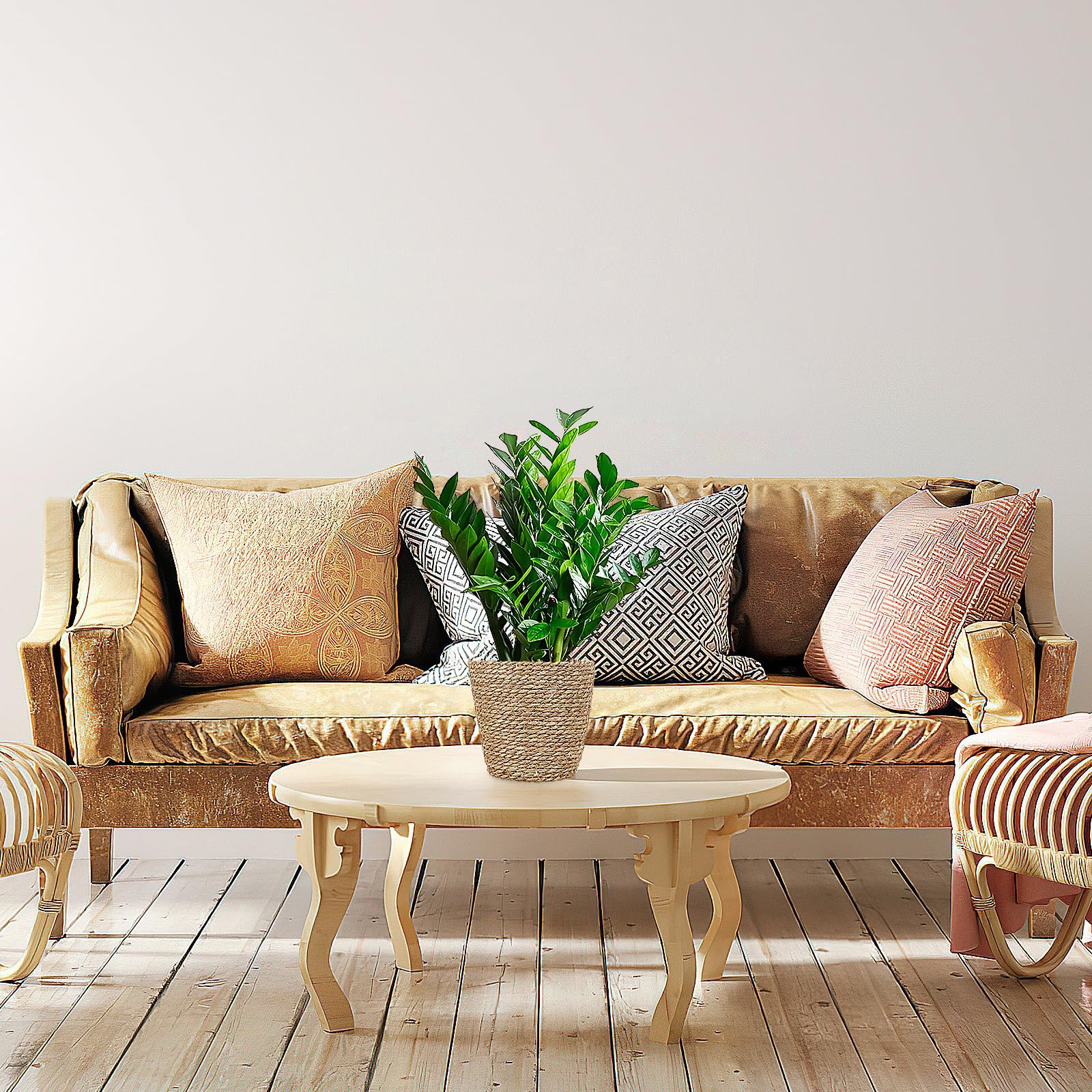 Fioriera Intrecciata in Paglia Fodera, Cesto Porta Piante da Interno, Contenitore Decorativo per Feste e Uso Quotidiano in Casa o Ufficio, Leggero e Pratico