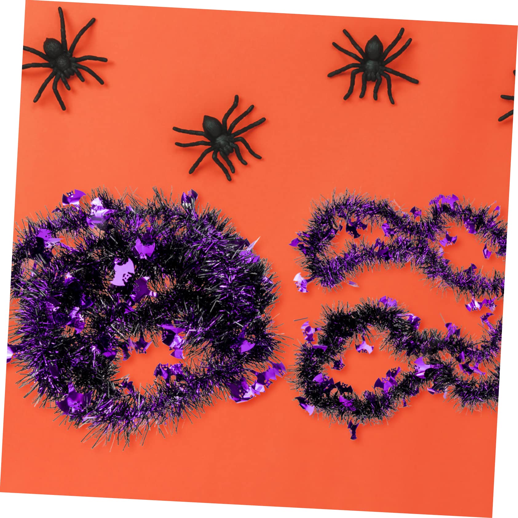OSOLADY 3pcs Metallic Halloween Tinsel Garland Decorations Shiny Ornaments for Decor Lightweight Bendable Pumpkin Skull Design for Festive Atmosphere