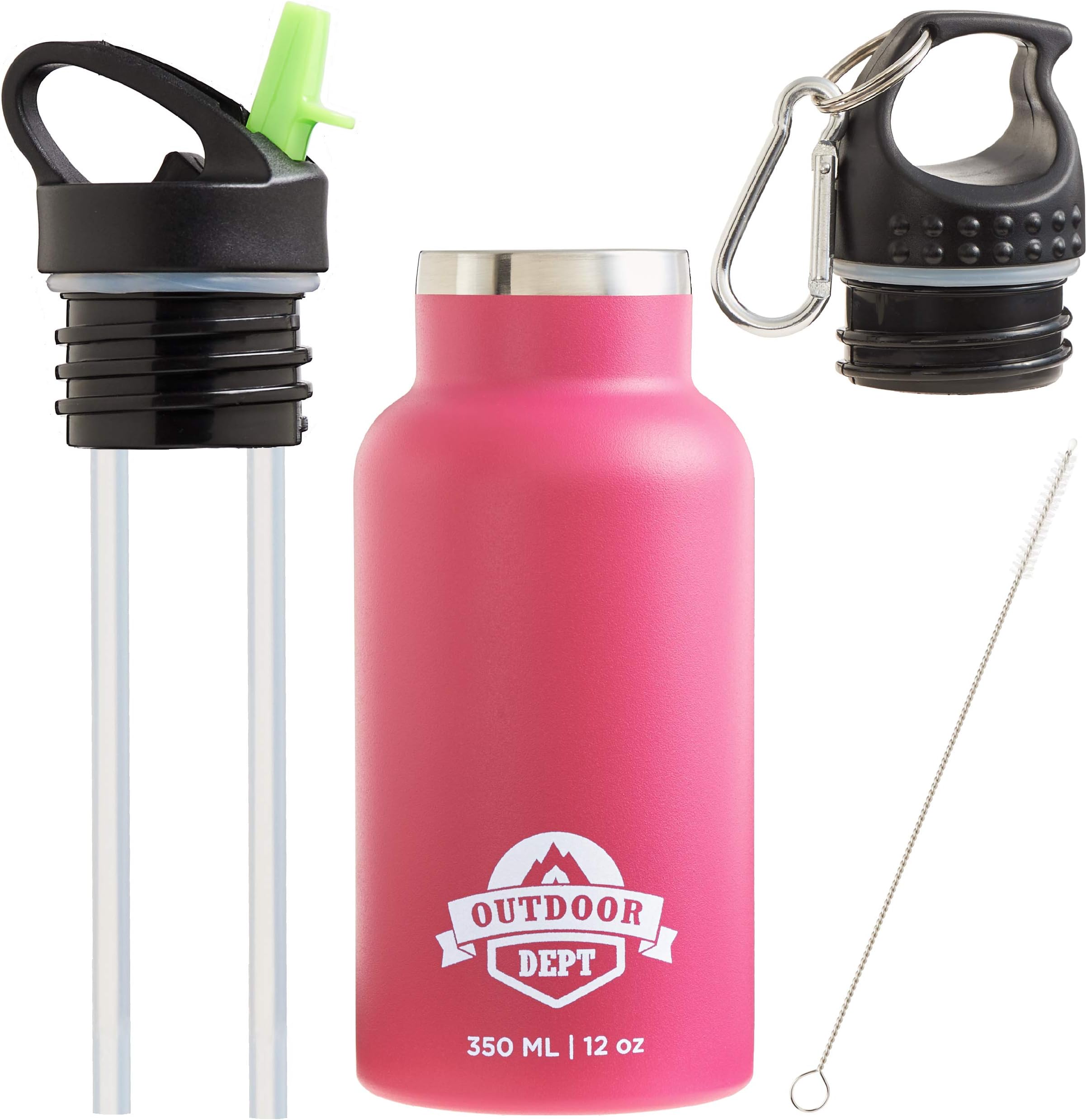 OUTDOOR DEPTInsulated Kids Thermos Drinking Bottle 350ml Leak Proof Stainless Steel BPA free for Sports and School Pink, Blue Vacuum flask also for carbonated beverages