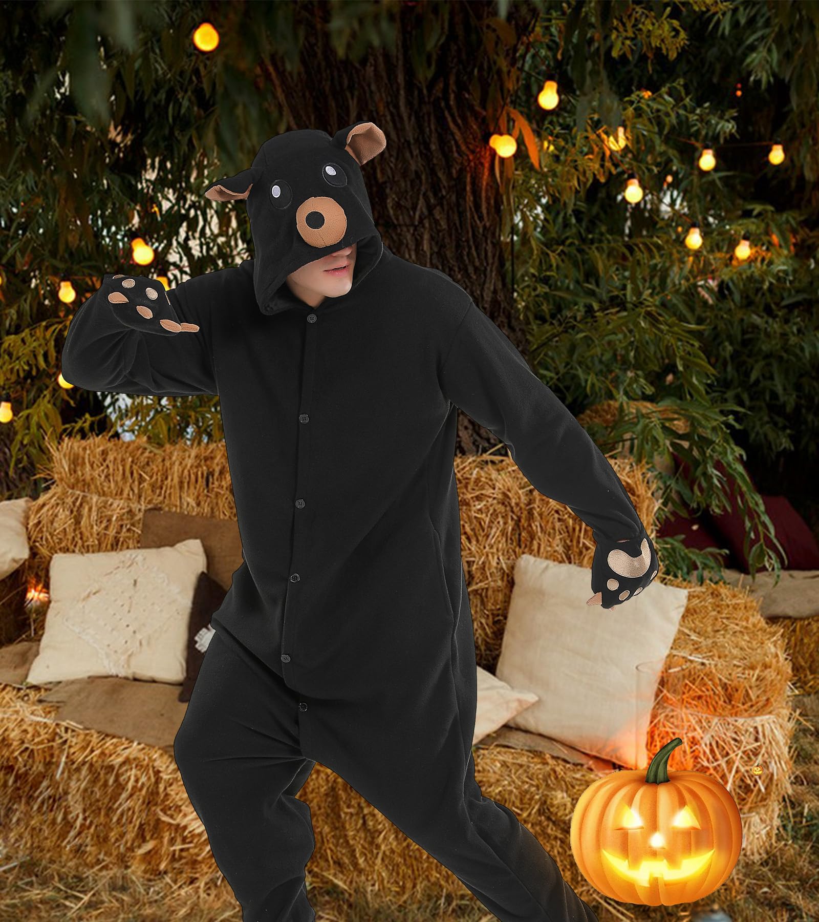 Dodheah Pigiama Unisex Orso Adulto Onesie Costume Cosplay Animale di Halloween Tuta di Natale Pigiama