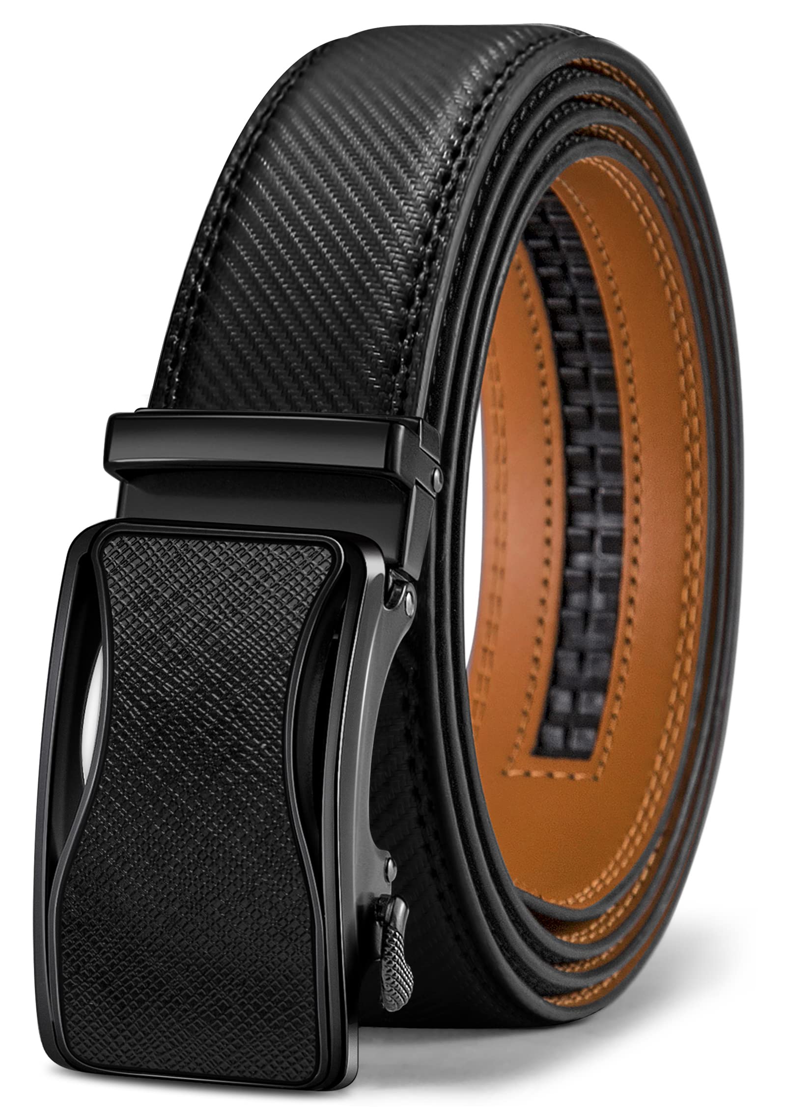 KEMISANT Cintura Uomo, Cintura Pelle Uomo Cricchetto Automatica Fibbia 35mm,Trim Regolabile per Adattars