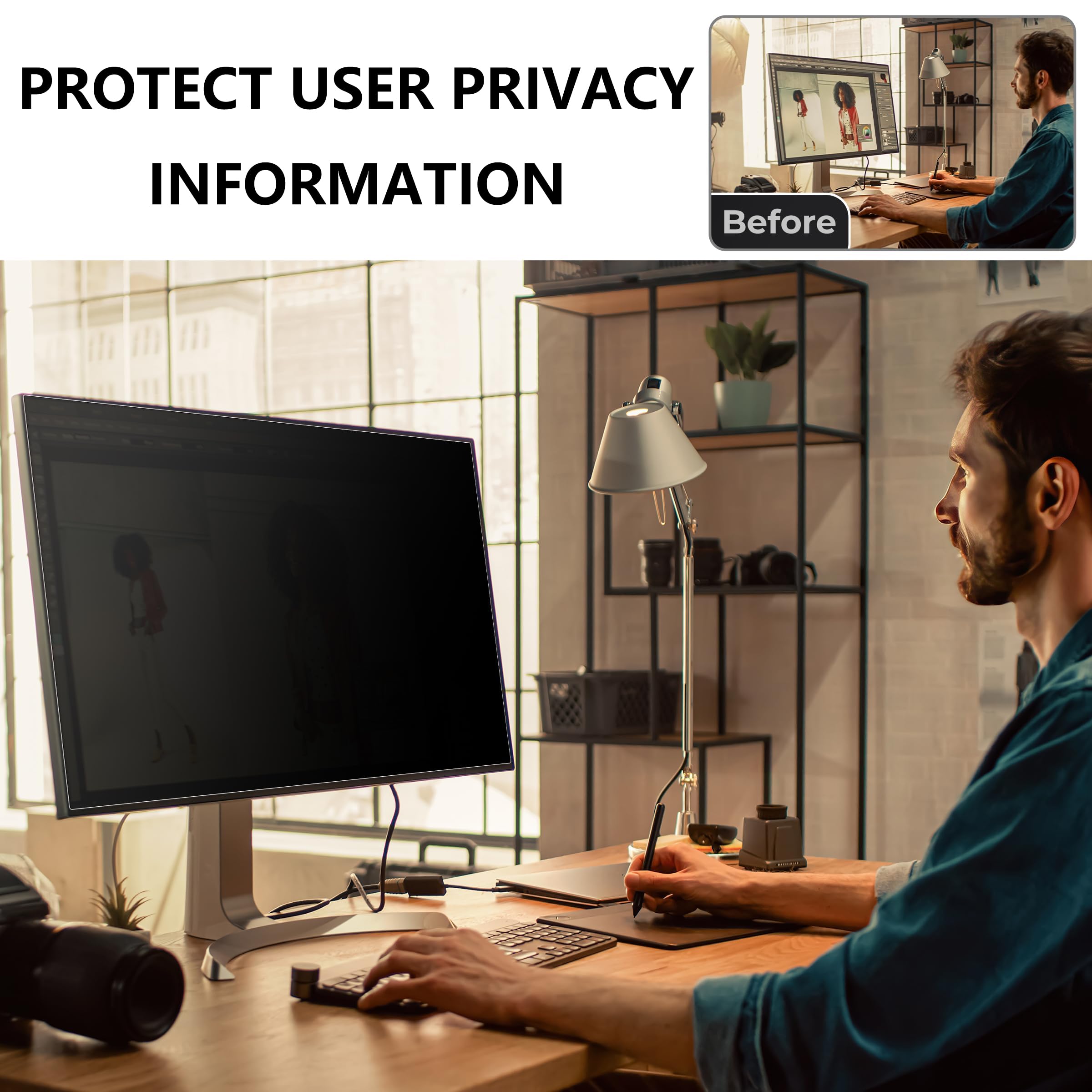 Filtro anti-spia in acrilico ad alta resistenza, protezione per lo schermo della luce blu per computer, sicurezza dei dati dell'ufficio e protezione degli occhi, 45-81 cm