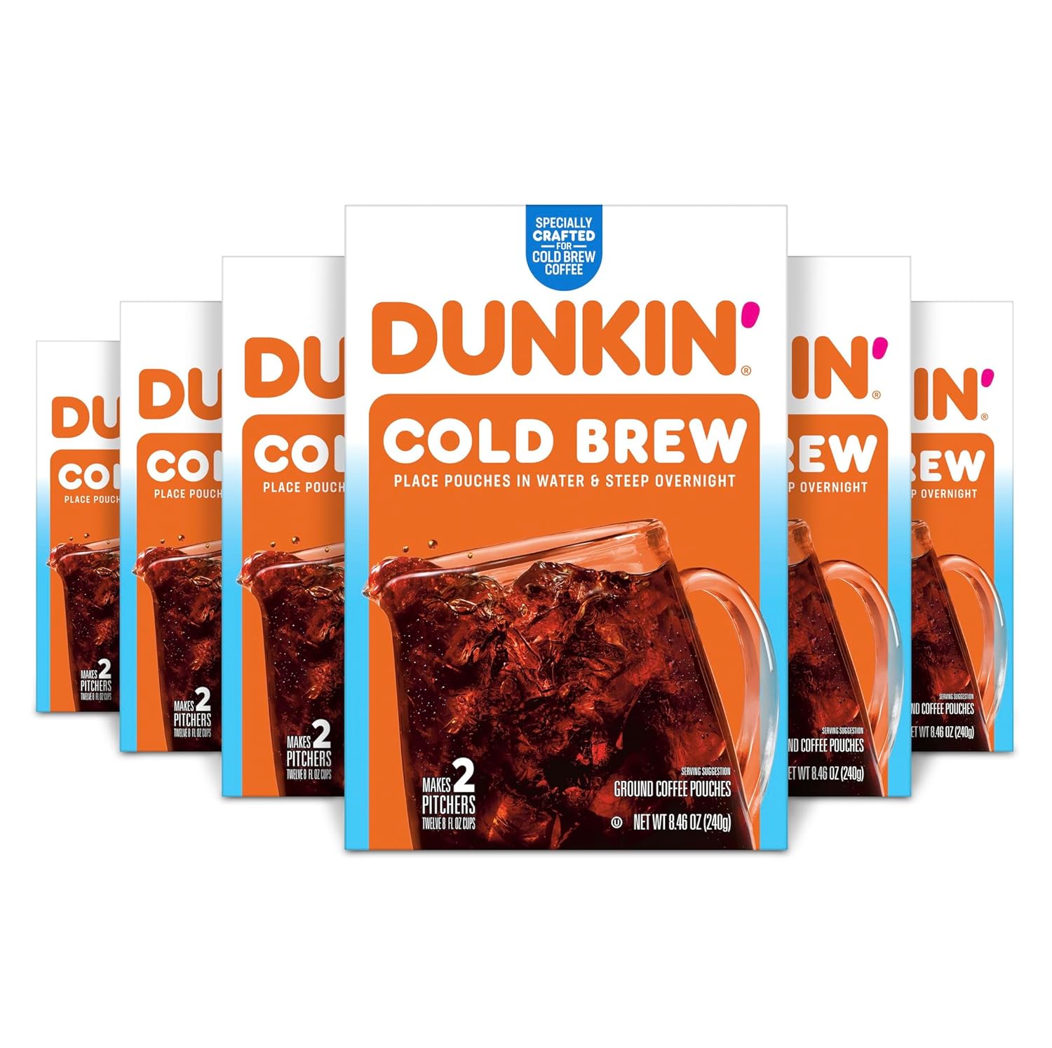 Dunkin' Cold Brew Ground Coffee Packs, 8.46 Ounces (Pack of 6) Cold Brew 8.46 Ounce (Pack of 6)