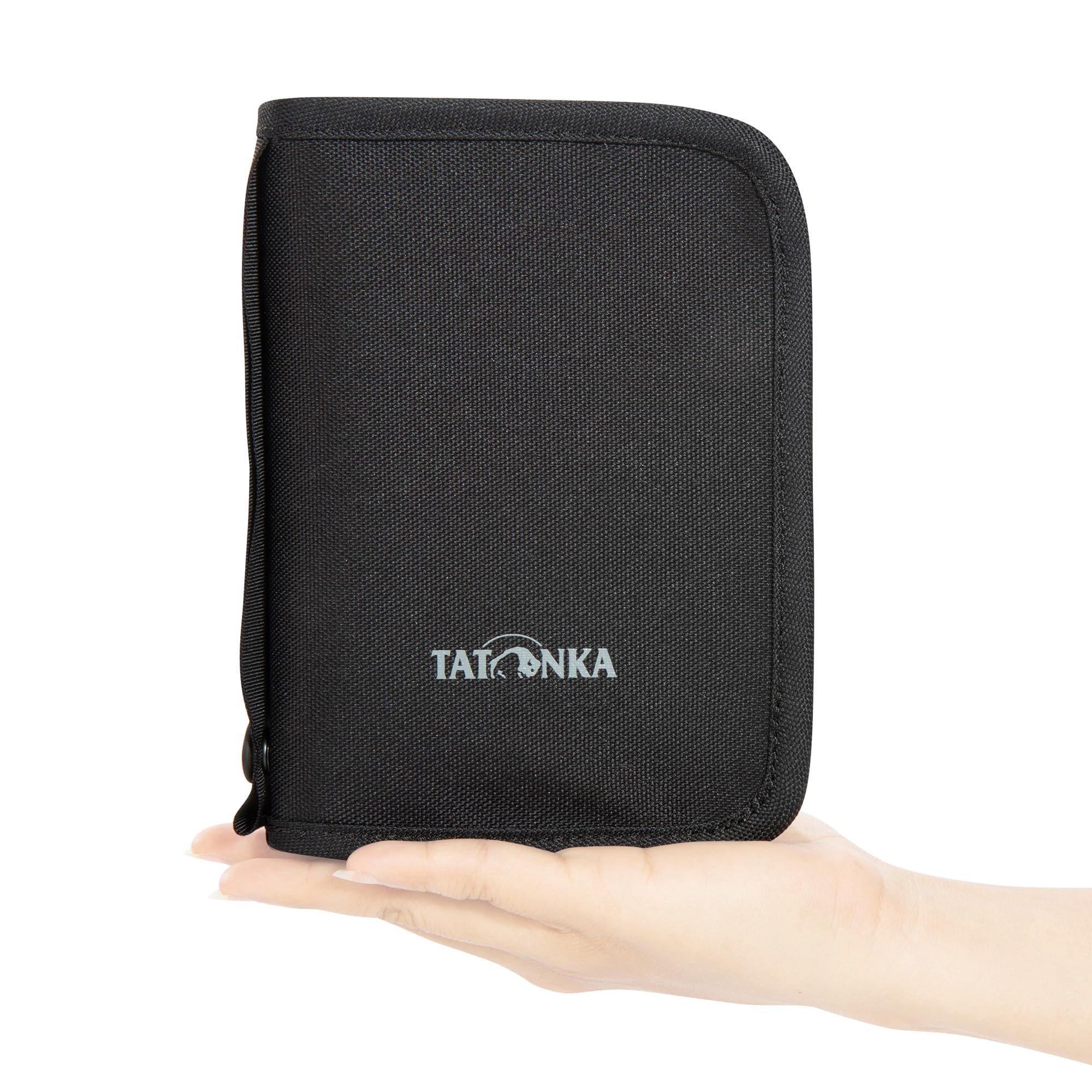 Tatonka Travel Zip M RFID Block - Reisebörse/Reisepasshülle RFID-Blocker - Certyfikat TÜV - Bietet Platz für Reisepass, Kreditkarten und Reisedokumente, Czarny, 17 x 12 x 3 cm, Portfel z blokadą RFID