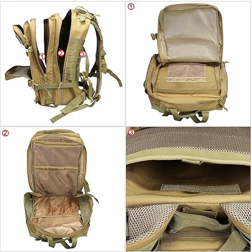 Miniatura 3 de Prospo Mochila de hombro táctica militar de 40 litros para supervivencia escolar, mochila de pesca para almacenamiento de aparejos