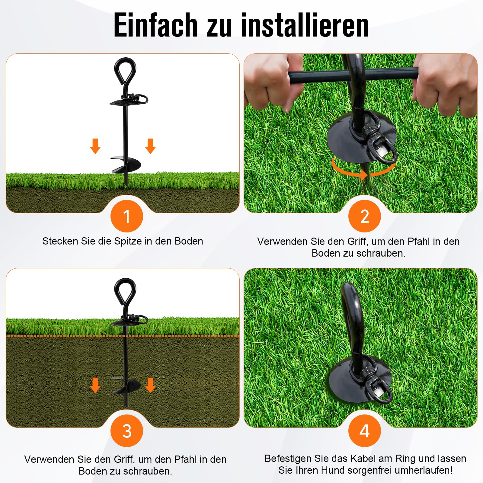 Picchetto A Spirale Per Cani - Ancoraggio A Terra Resistente Per Cani Fino A 100kg, Ideale Per Giardino E Campeggio - Foto 7