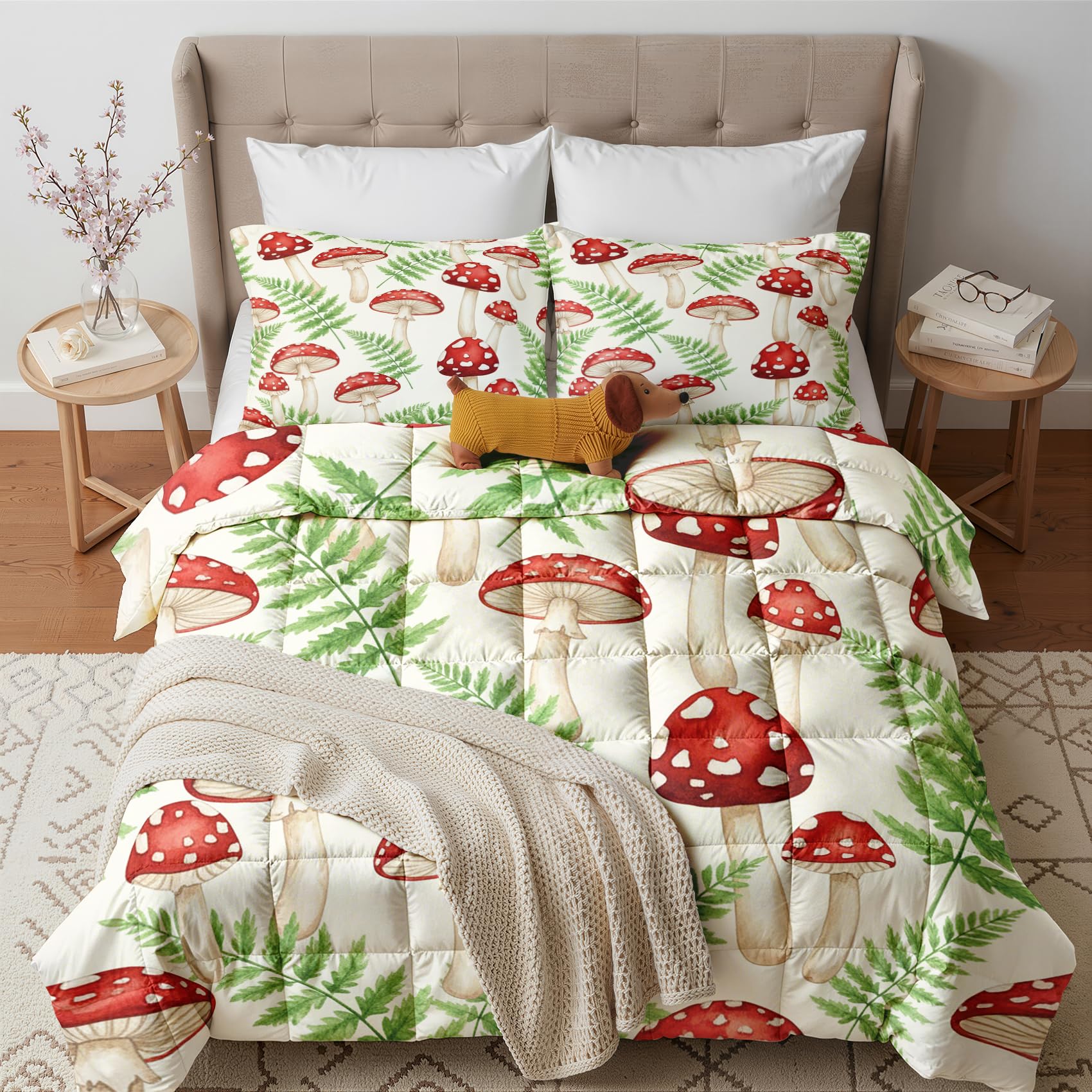 GEDAEUBA Mushroom Fern Coverless Duvet Single 10.5 Tog