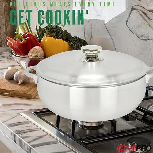 Miniatura 3 de Cacerola de aluminio CALDERO de Chef PRO, rendimiento de cocción superior para una distribución uniforme del calor, perfecta para servir grupos