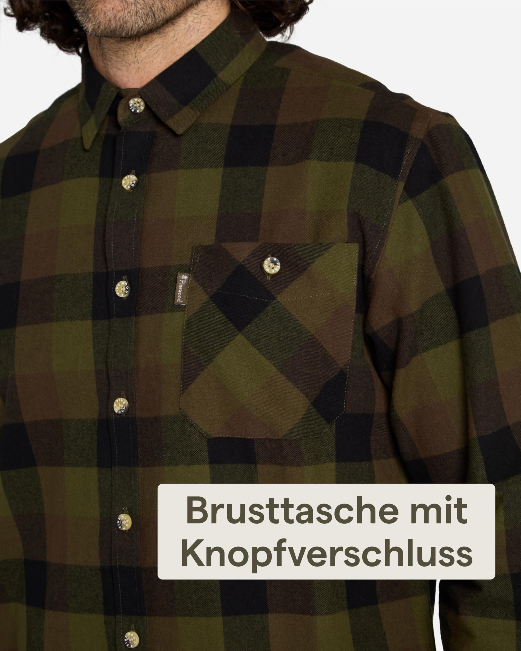 Pinewood Herren Flanellhemd kariert, weiches Flanellhemd Herren für Outdoor und Alltag