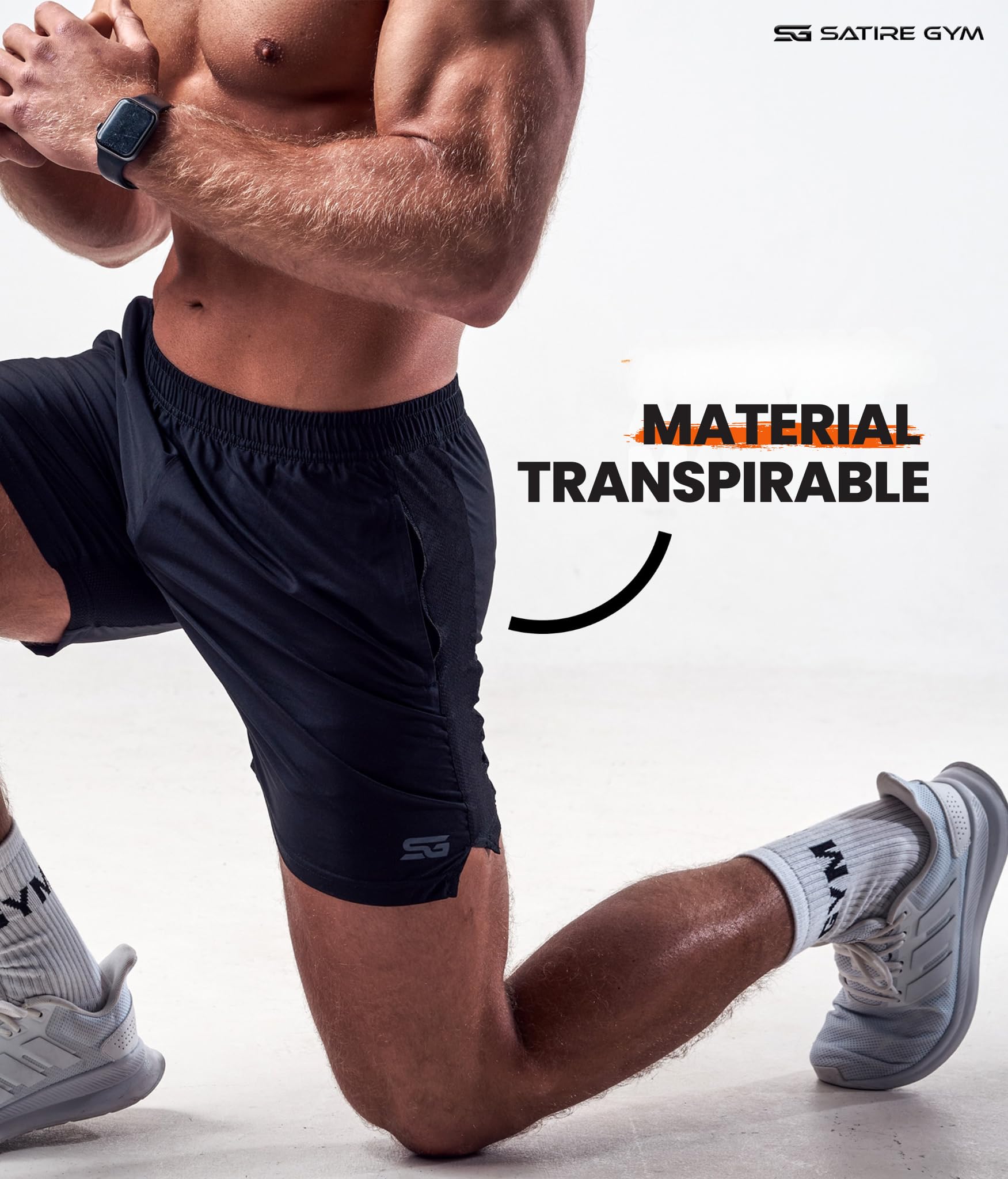 Satire Gym - Pantalones Cortos de Deporte para Hombre con Bolsillos - Pantalones Cortos Deportivos para Hombre como Pantalones de Correr (Running, Culturismo, Fitness)