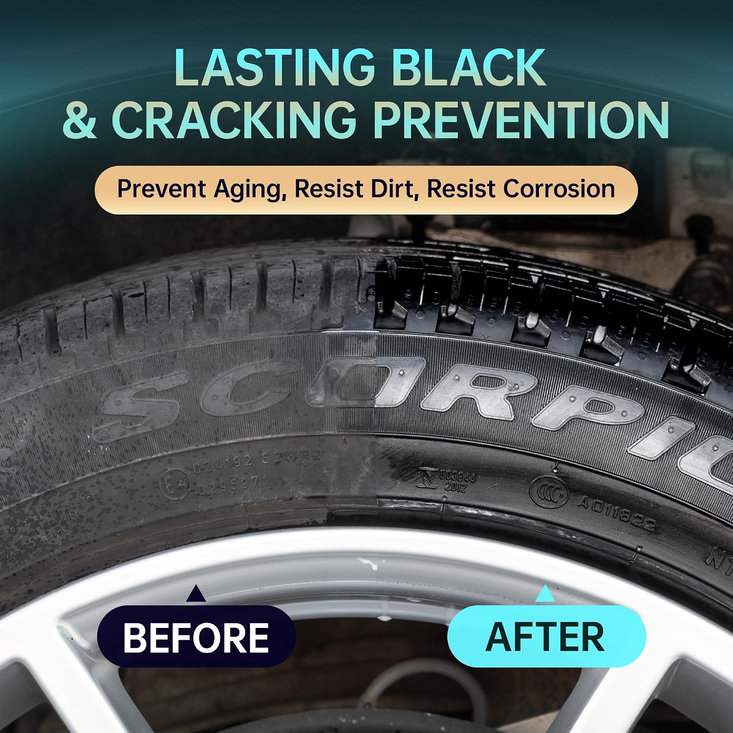Gloss Tire Spray Rapid Ceramic Tire Coat –Deep Tire Black Finish – Lasts Up to 10x Longer – No Sling, Non-Greasy Ceramic Tire Coating for Car, Truck & SUV car Detailing Supplies 19 Oz