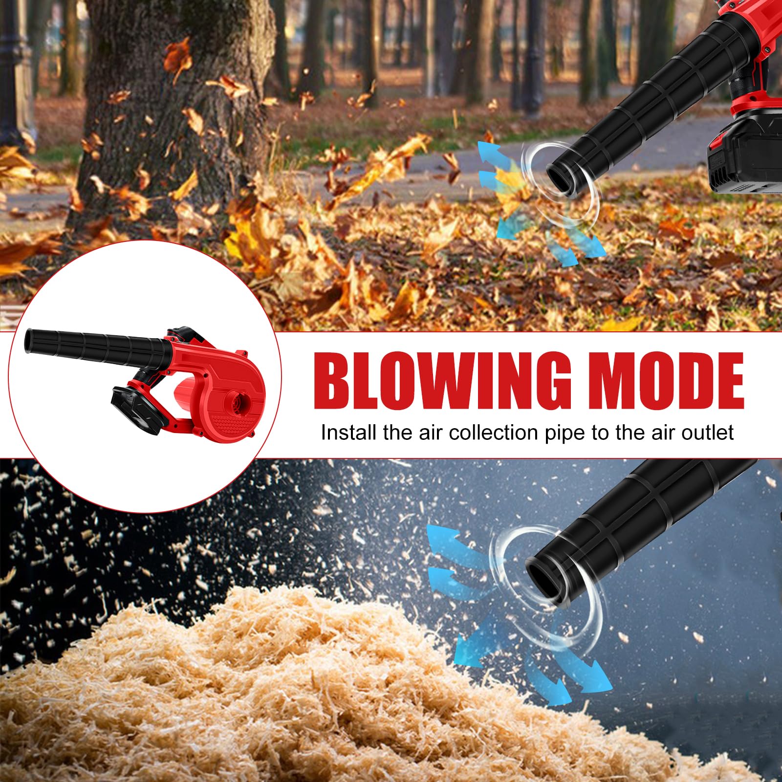 Souffleur Portable Sans Fils à Batterie, Souffleur à Feuilles Électrique Compatible Avec Makita 18V, Souffleur à Feuilles à Main Pour Patio, Gazon, Poussière De Voiture (Non Pile-Rouge