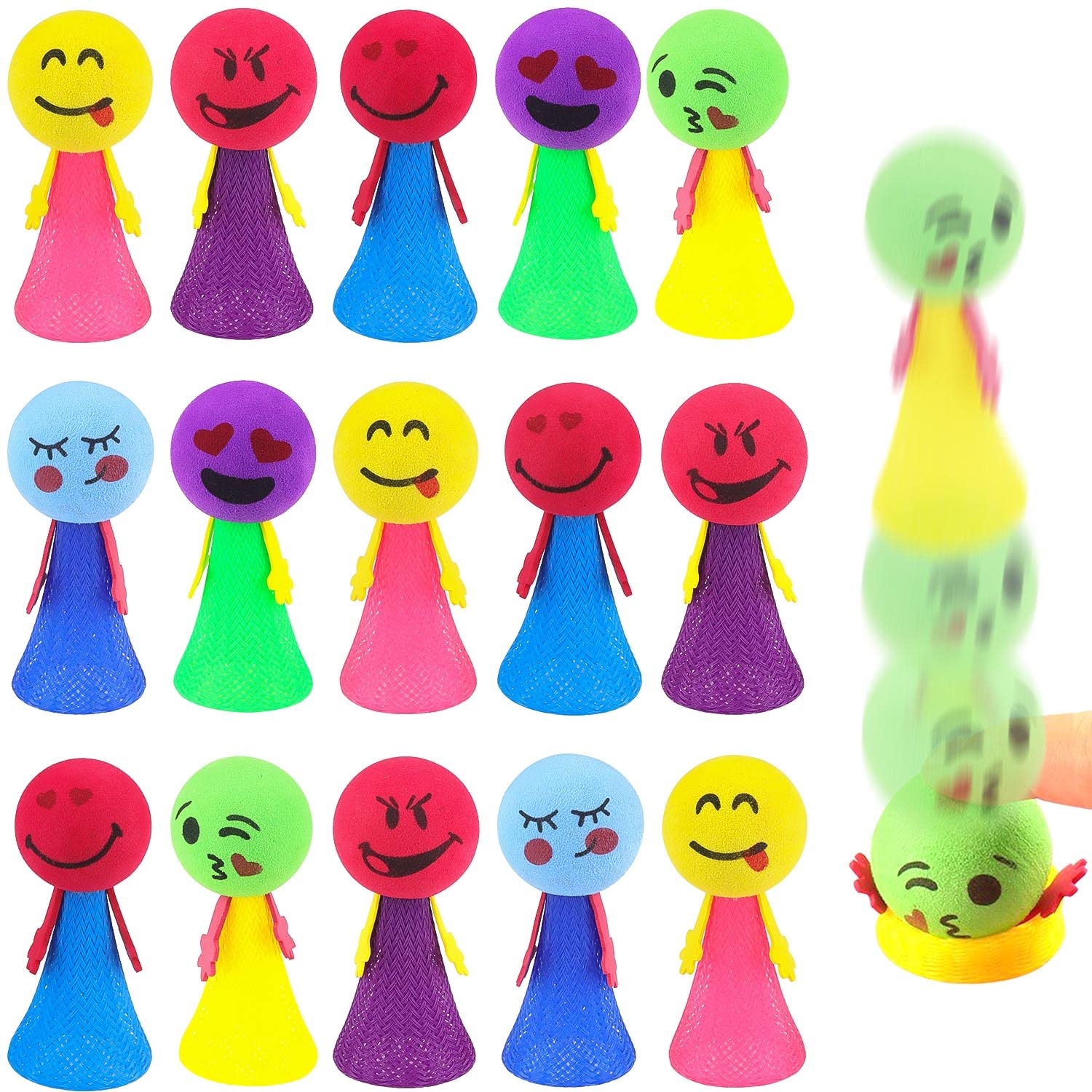 Jouets à Ressort Sauteurs Prmape - 15 Pièces Colorées - Poupées Rebondissantes Pour Enfants - Cadeau Fête