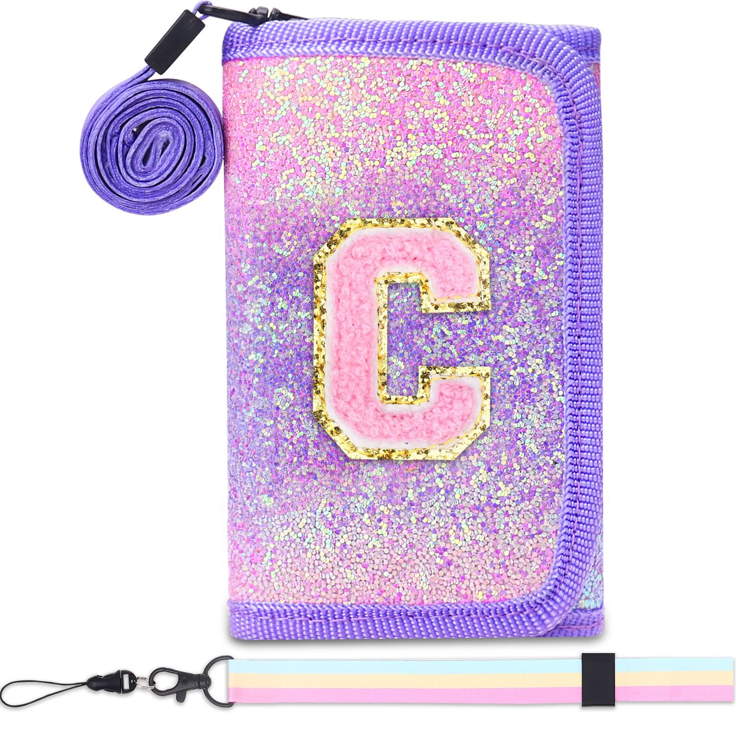 Luchikekids wallet for Little Girls wallet - Girls Wallets for Teen Girls with Initials Coin Pocket Toddler Wallet for Girls with Magic Sticker Teen Girl Wallet for Gifts Purple C