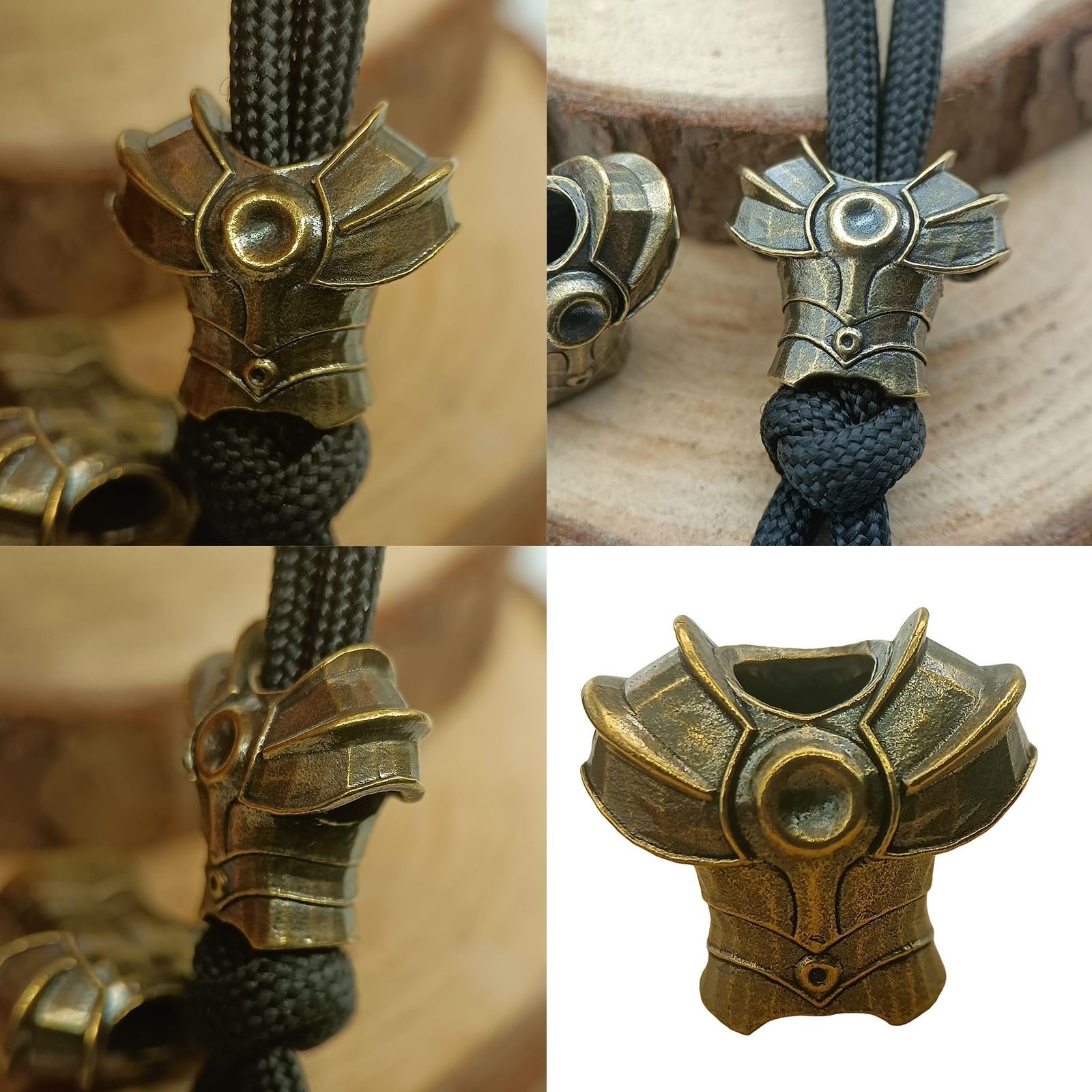 CHENZILIN Vintage Armors Cuirass Shape Lanyard Beads Brass Beads Fashion Parachutes Cord Beads for Lanyard Pendants Key