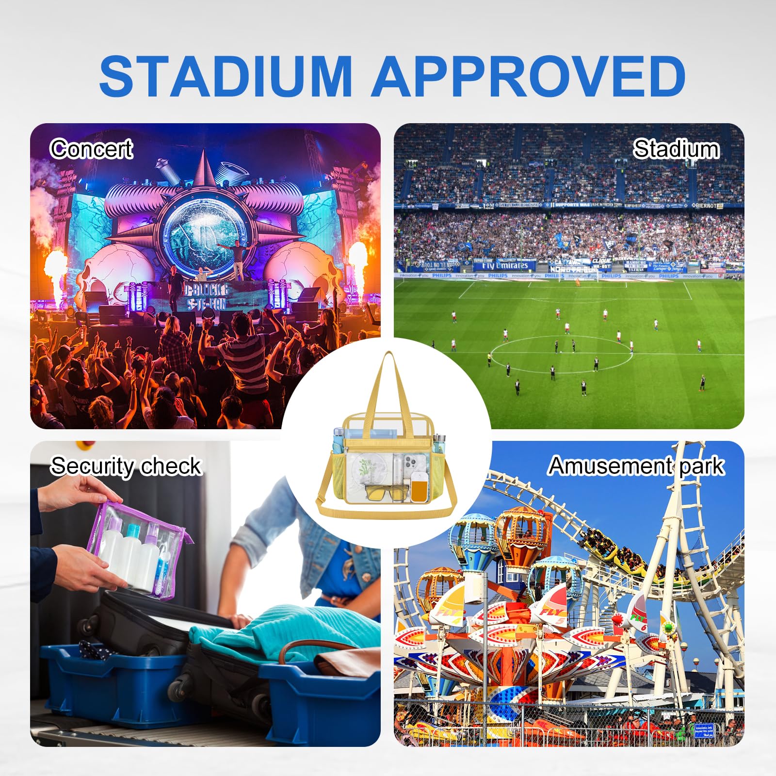 USPECLARE Transparente Tasche für Stadionveranstaltungen, transparente Tasche für Arbeit, Sport, Spiele, Konzerte, Reisen, Fitnessstudio
