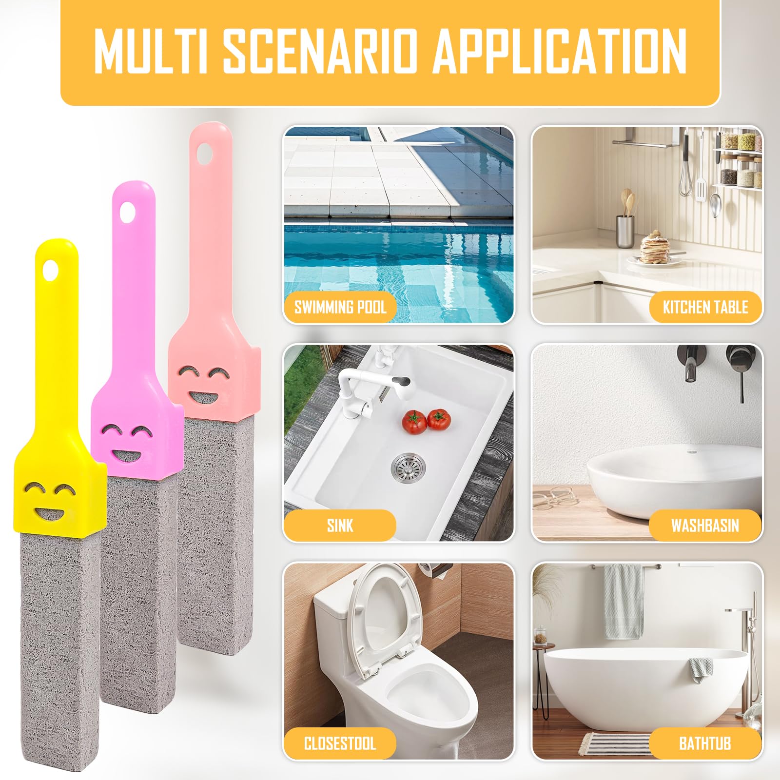 6 sztuk pumeksu do czyszczenia toalety, pumeksu z 3 uchwytami, blok do czyszczenia WC, toaleta Pumice Stone, kamień do czyszczenia kamienia moczowego, do toalety, umywalki, wanny