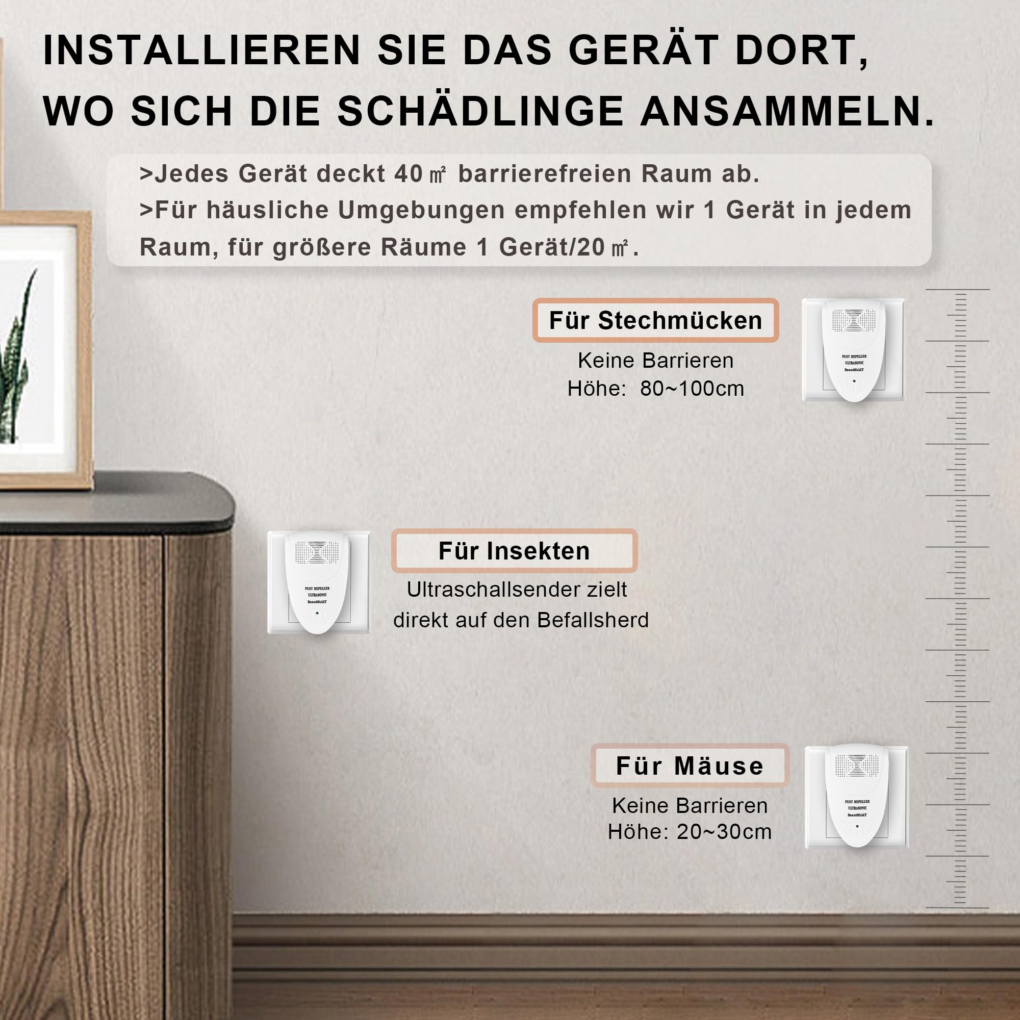 Ultraschall-Schädlingsvertreiber,Mäusevergrämer,Multi-Insektenschutzmittel - Ultraschall mäuseabwehr, mäuse vertreiben, Fledermaus abwehr, Umwelt- und Menschersatz für rattengift, mäuseschreck