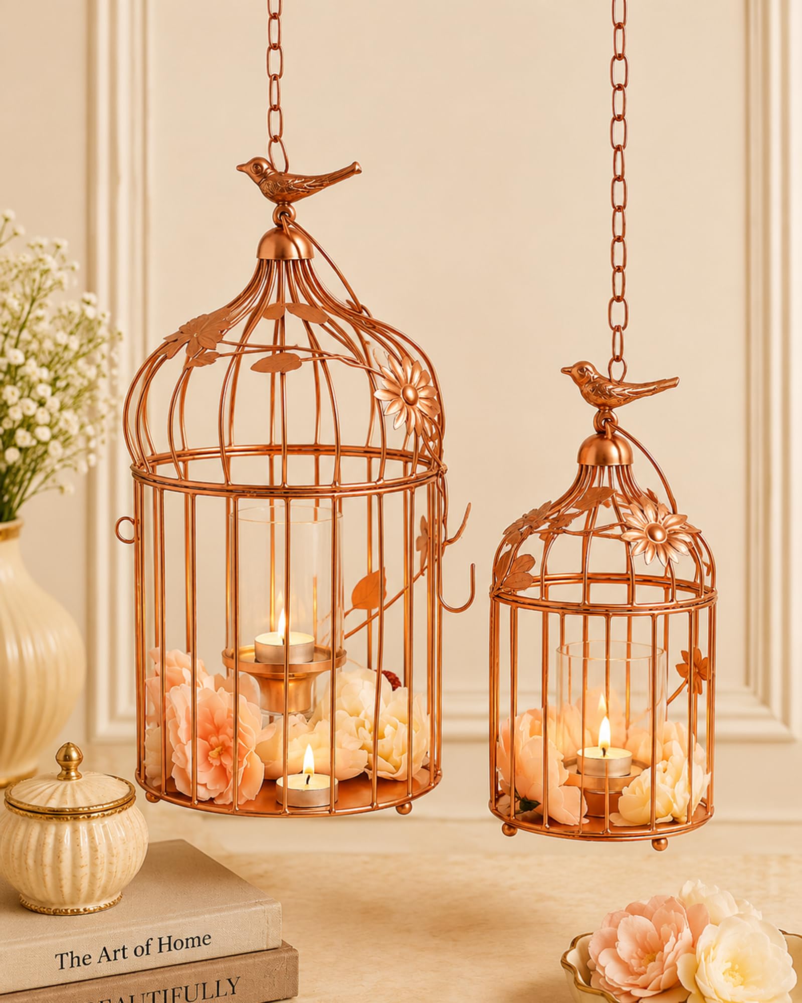 Amazon.co.jp: homesake銅鳥ケージwith Floral Vine ( Set of 2 