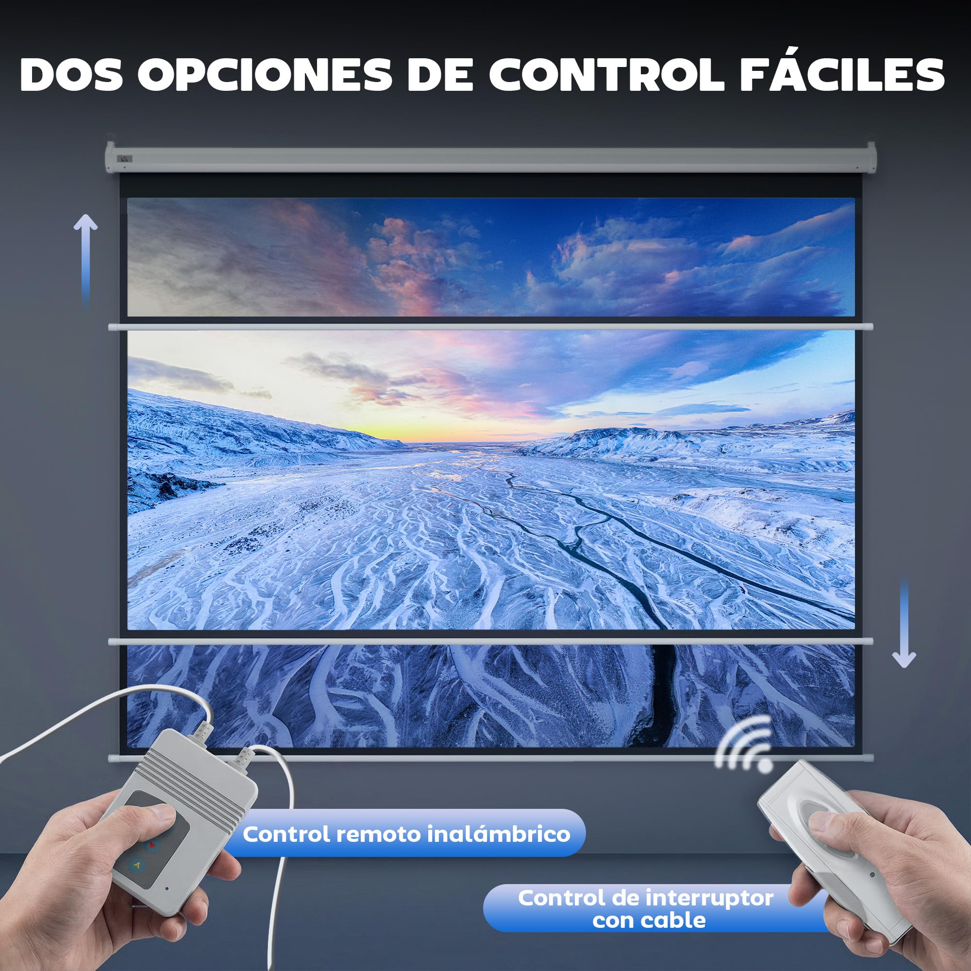 HOMCOM Pantalla de Proyector Eléctrica 84 Pulgadas 4:3 con Mando a Distancia Tela de Proyección 171x130 cm Blanco