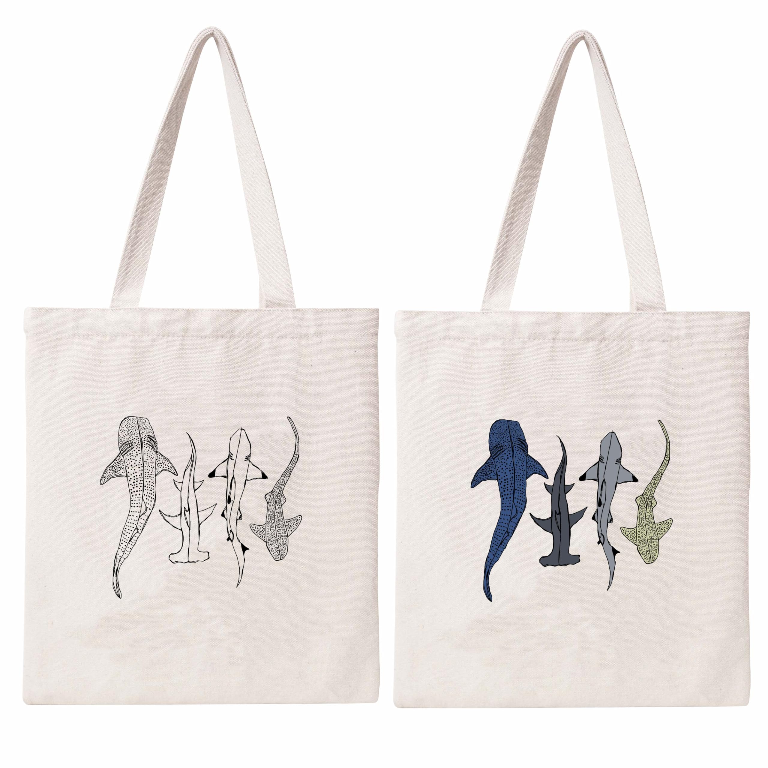 Lamkidle Shark Tote Bag Ocean Animal Canvas Bag Cute Cotton Canvas Tote Bag for Women Gift Resuable Grocery Bag Shopping Beach Shoulder Bag