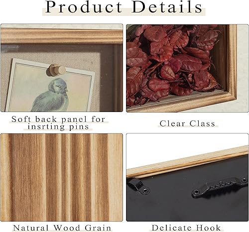 Miniatura 4 de Increased Fire Marco de caja de sombra de 6 x 6 pulgadas, vitrina con parte posterior de lino de premios de flores, fotos, recuerdos, ramo, medallas
