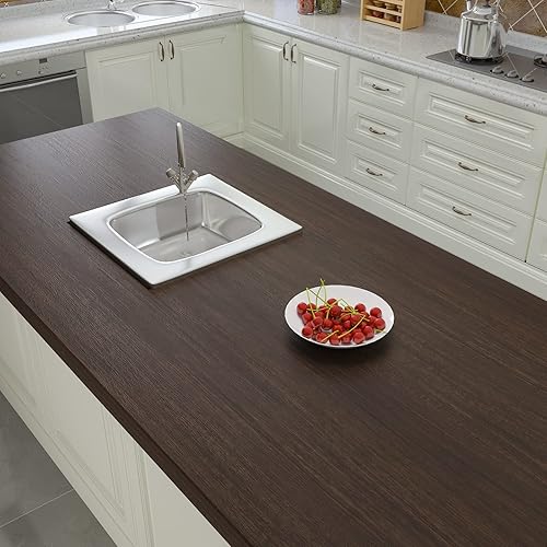 Miniatura 3 de CRE8TIVE Papel tapiz de madera marrón oscuro con textura, de 24 x 118 pulgadas, impermeable, autoadhesivo, extraíble, de grano de madera envejecida,