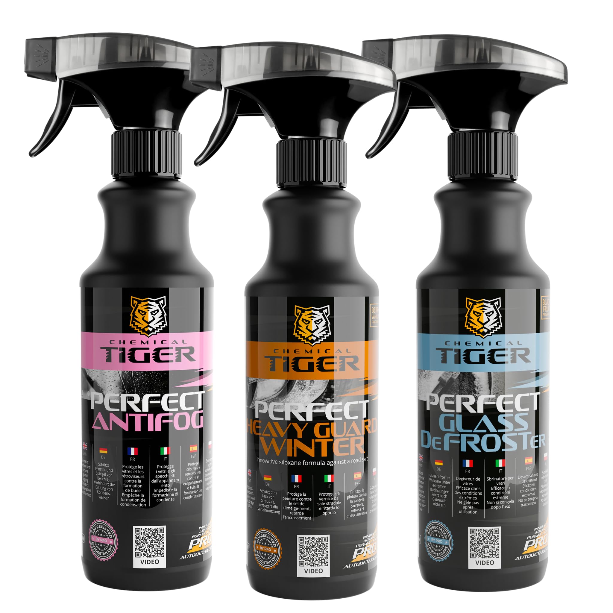 Zestaw Zimowy do Auta - 3 Produkty: Spray Antypara + Odmrażacz + Spray Ochronny do Lakieru - Ochrona przed Parą, Oblodzeniem i Zabrudzeniami - Lepsza Widoczność i Lśniący Lakier