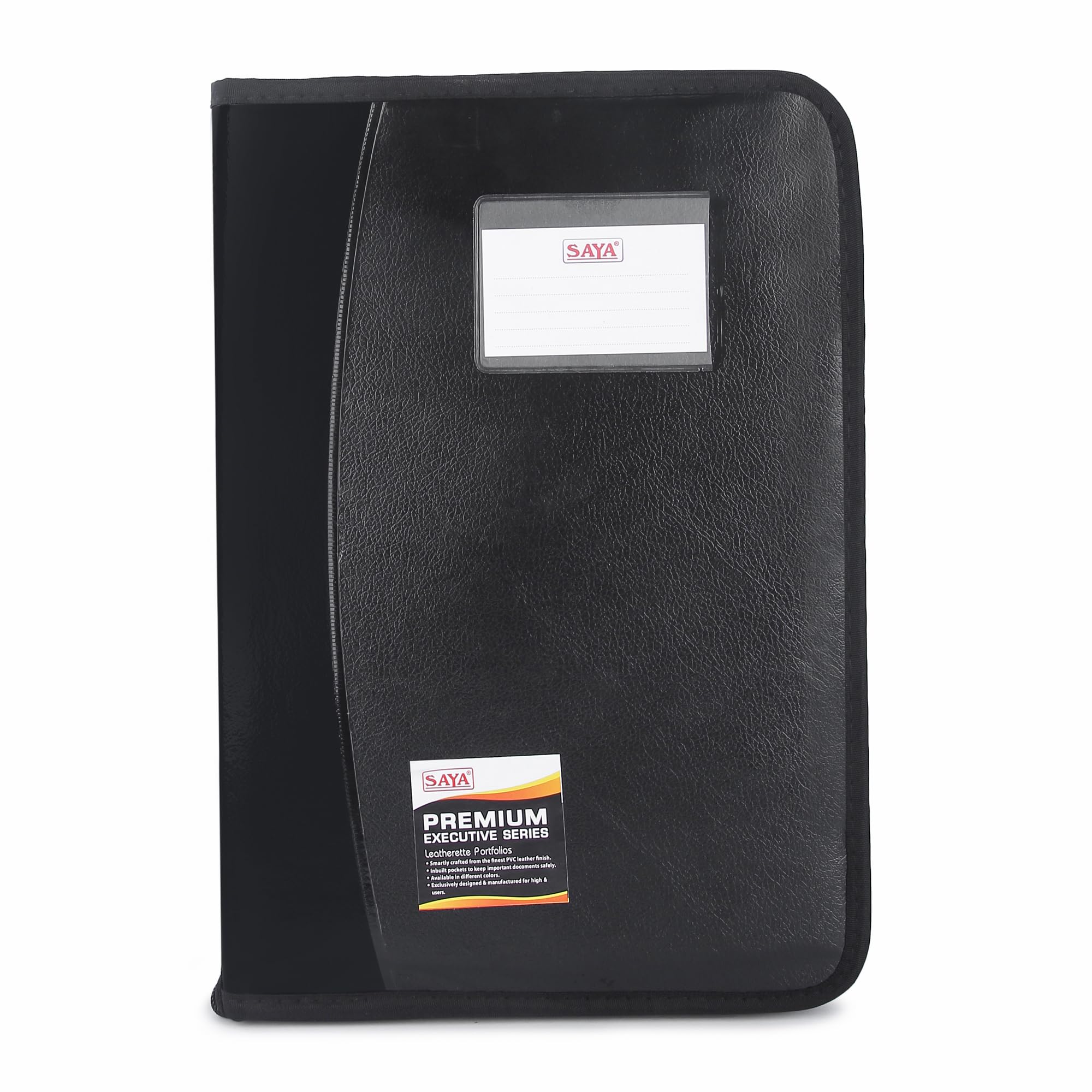 SAYA Cartella portadocumenti Executive con 10 tasche in similpelle con chiusura a cerniera, include carte, supporti per penna, caratteristiche organizzative per certificati A4 FS B4, elegante design