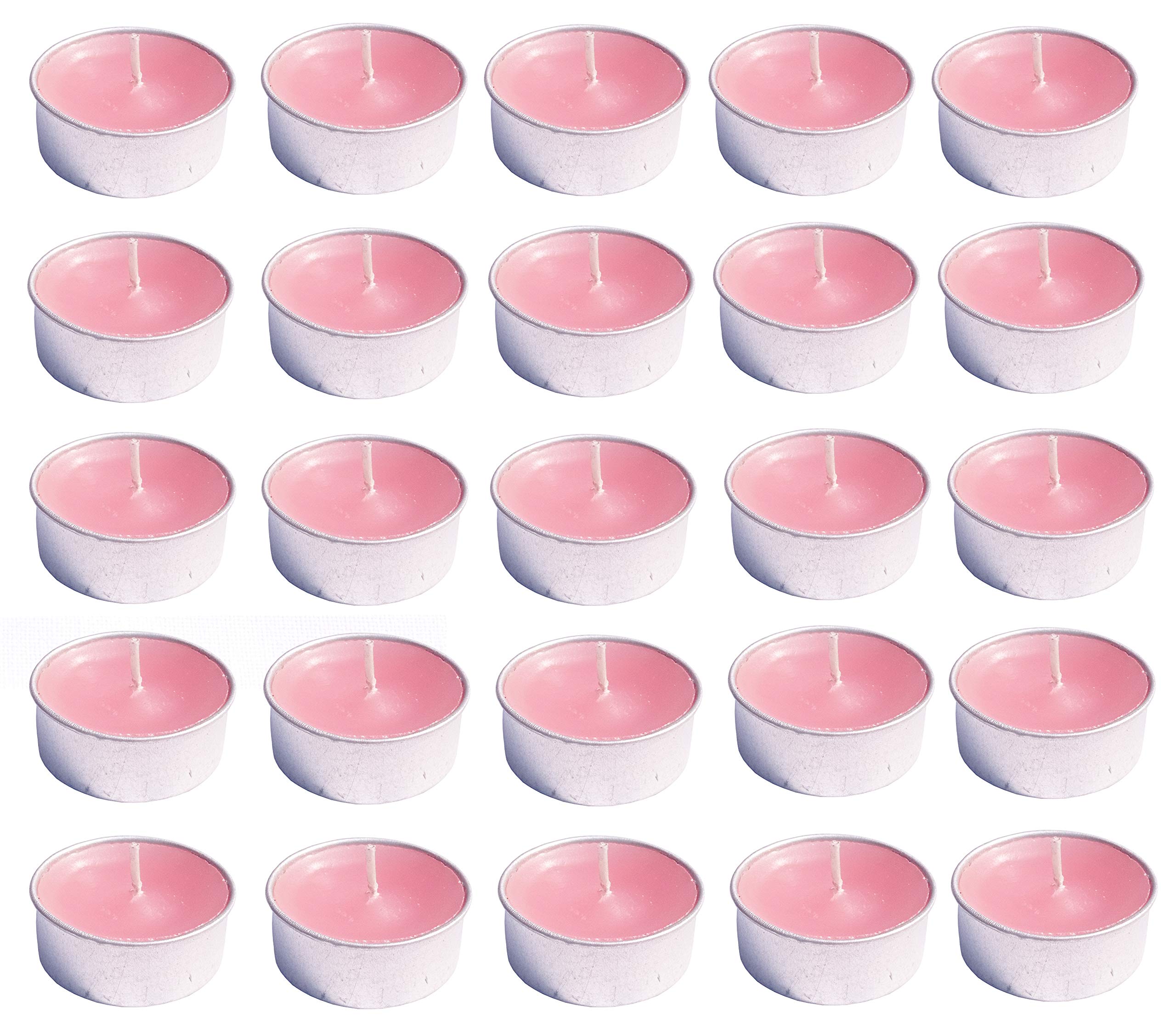 Handmade Paraffin Wax Scented Tea Light Candle (Pink, Rose Fragrance Burn time - 4hrs. Each) - PC003 - Set of 25 pcs