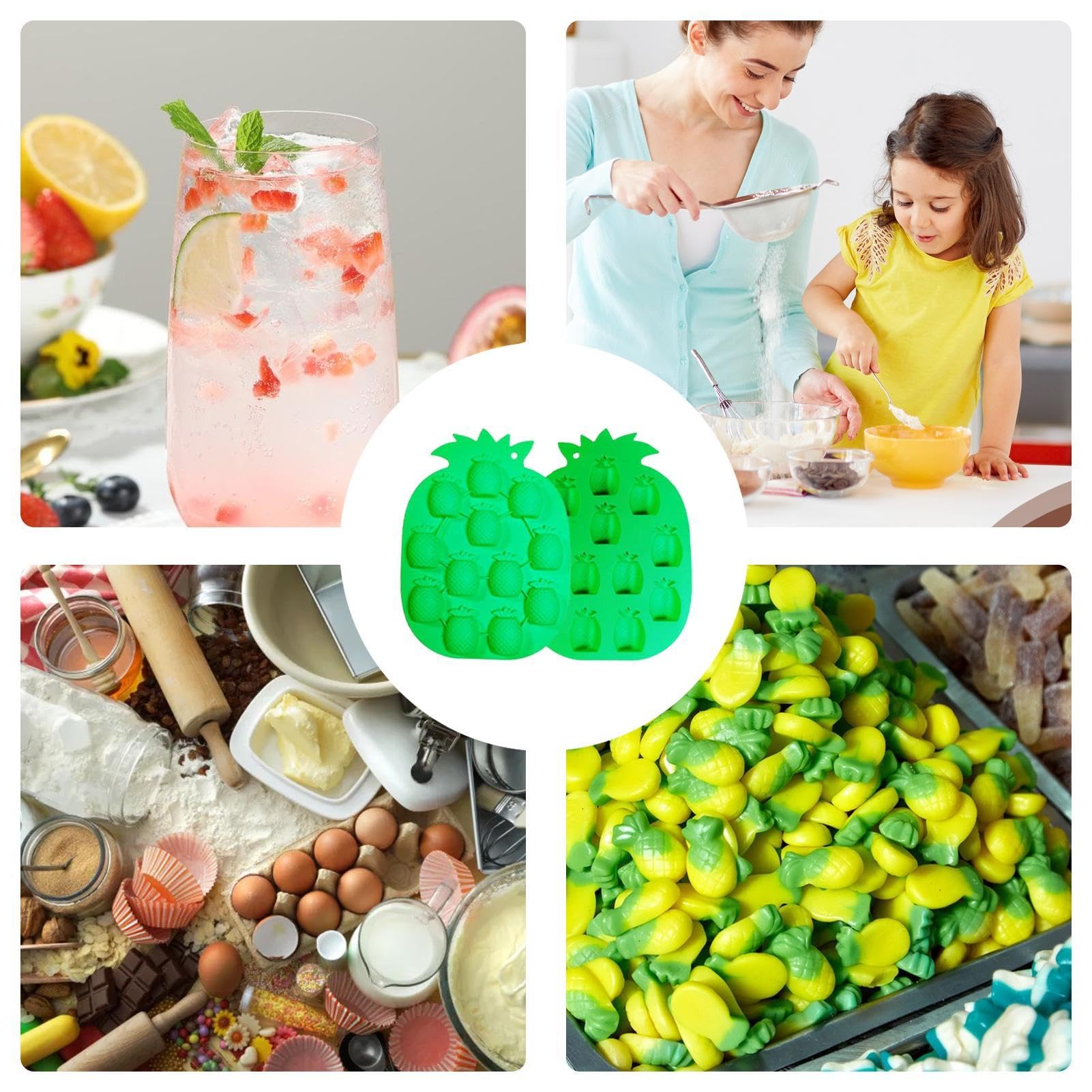 Stampo per cubetti di ghiaccio a forma di fragola/ananas flessibile in silicone per uso alimentare vassoio per ghiaccio accessorio da cucina per vino
